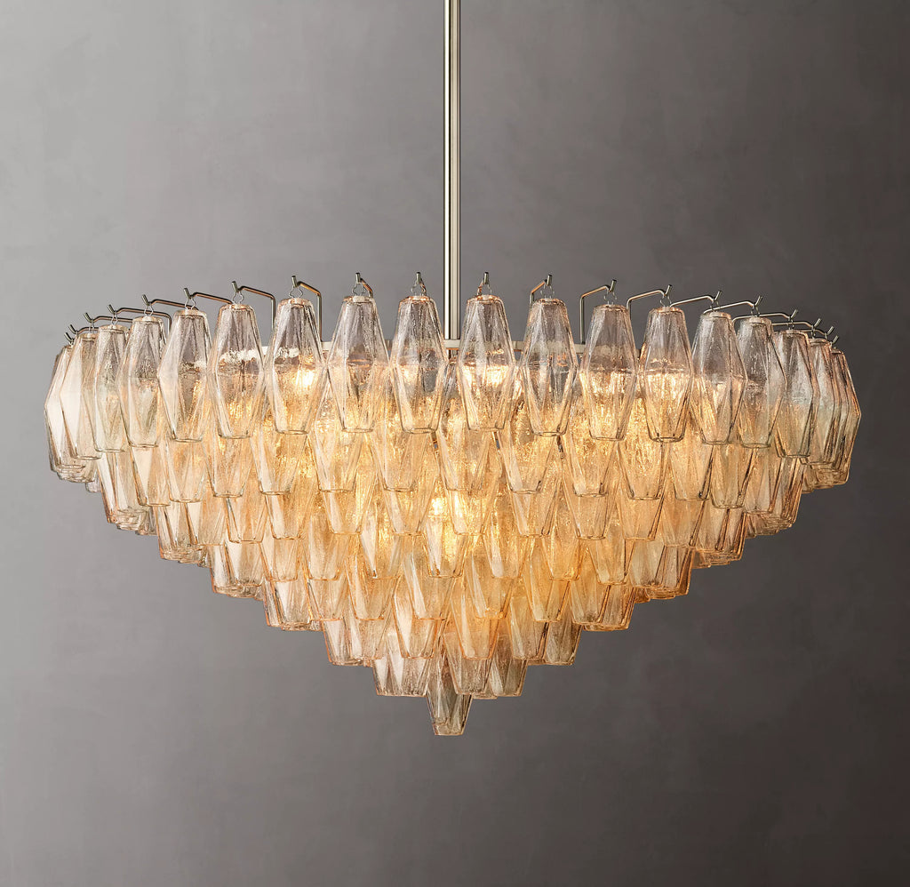 36 Inch Clear Murano Glass Tiered Chandelier - Chiara