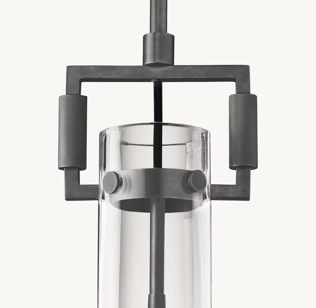 7 Inch Clear Glass Long Cylinder Pendant Light - Machinist
