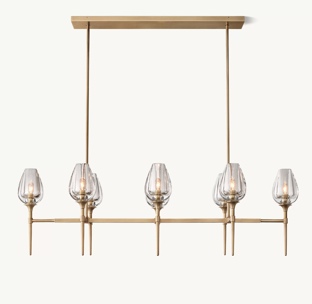 52 Inch Torchiere Crystal Linear Chandelier - Tulip