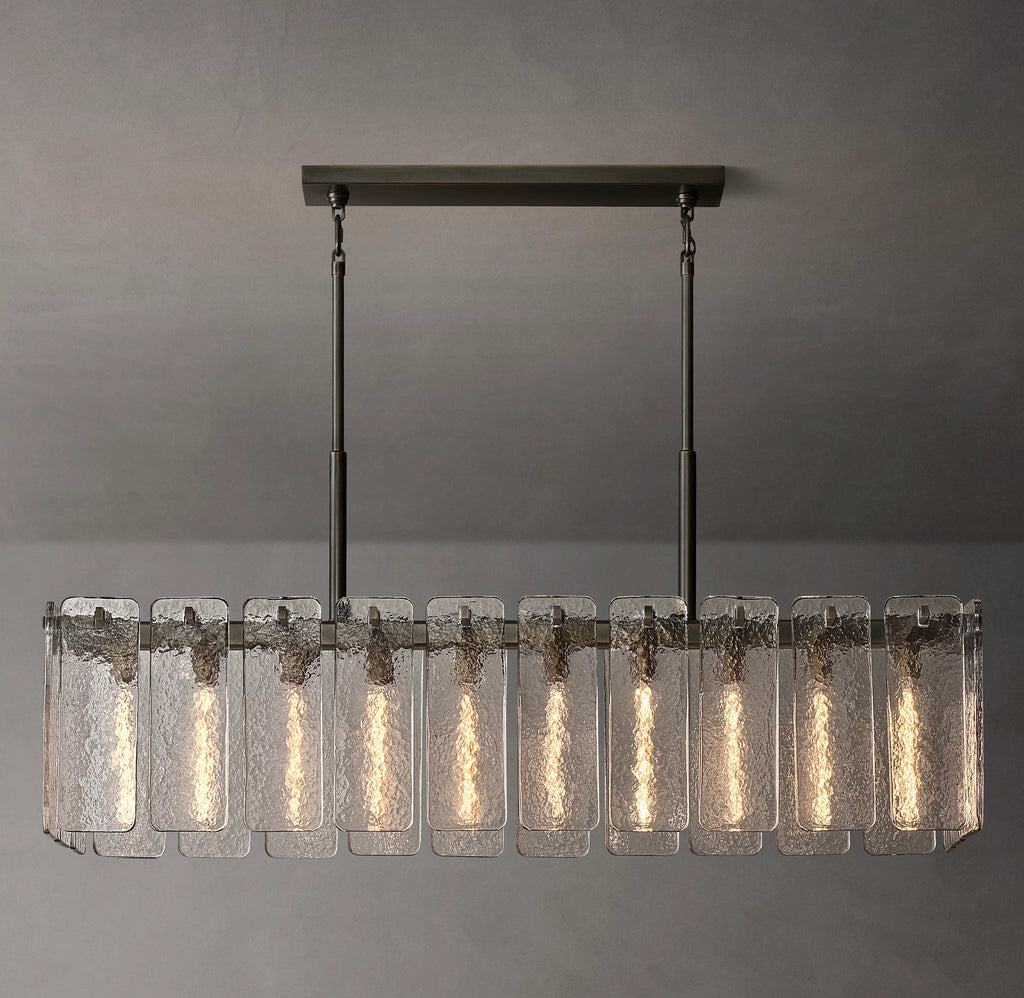 60 Inch Textured Glass Rectangular Chandelier - Calamette