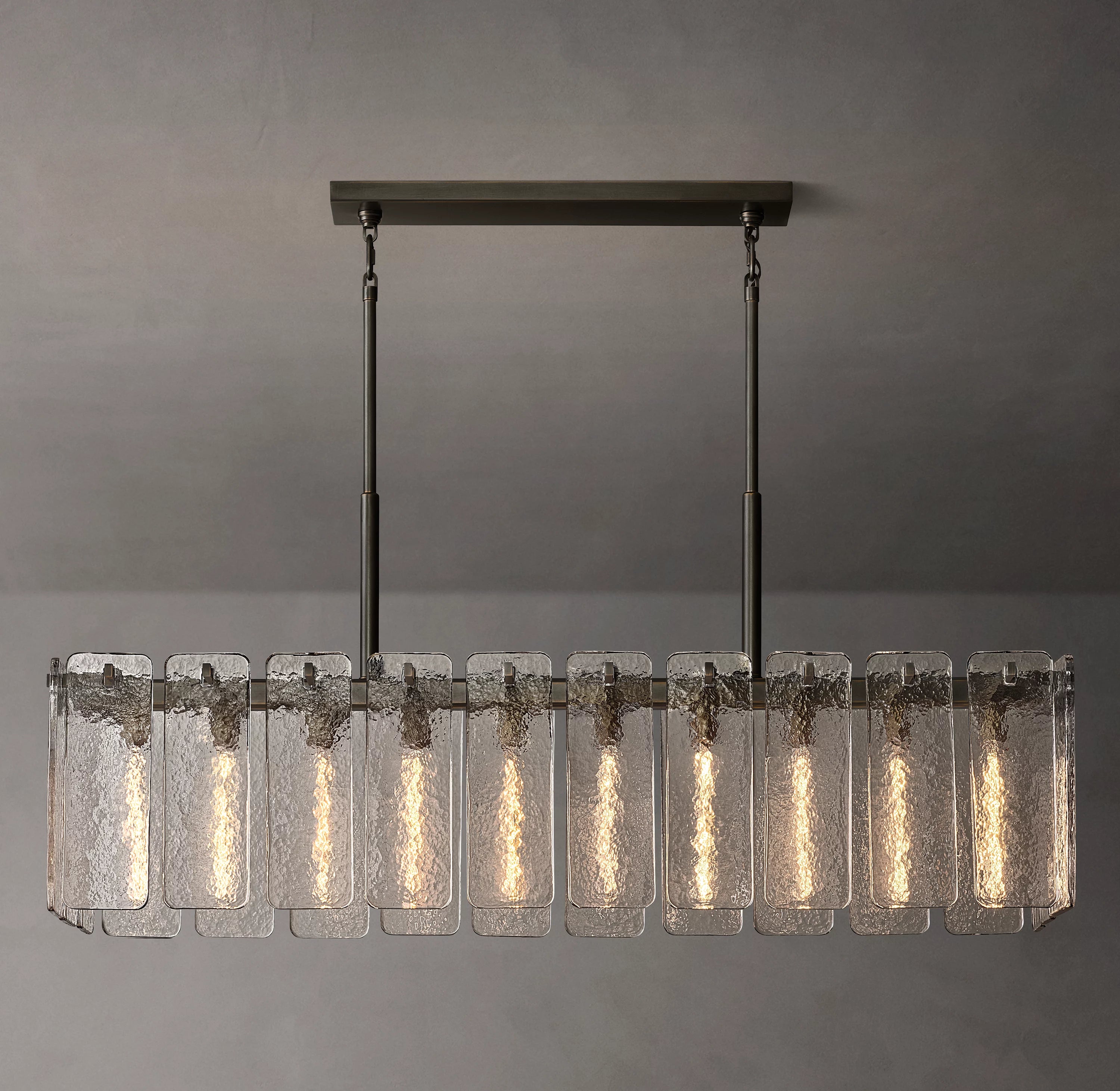 60 Inch Textured Glass Rectangular Chandelier - Calamette