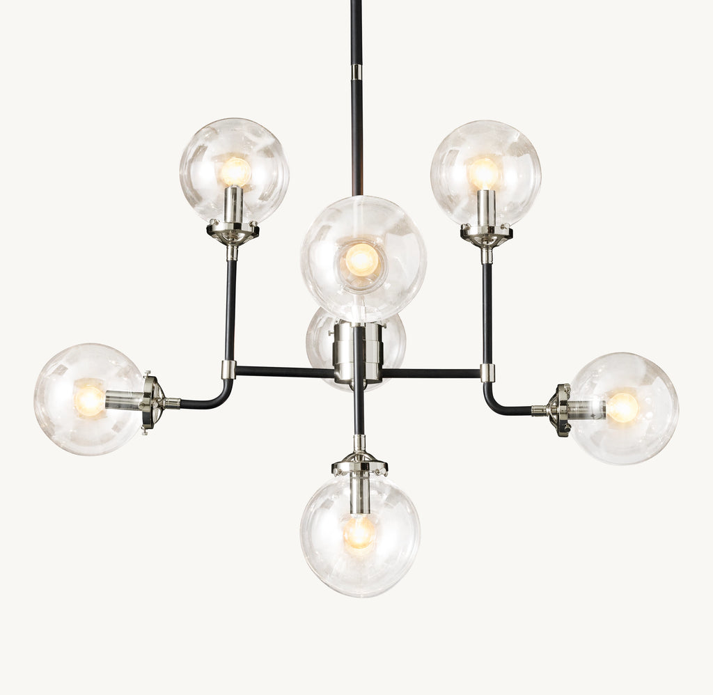 34 Inch Clear Glass Sputnik Globe Chandelier - Bistro