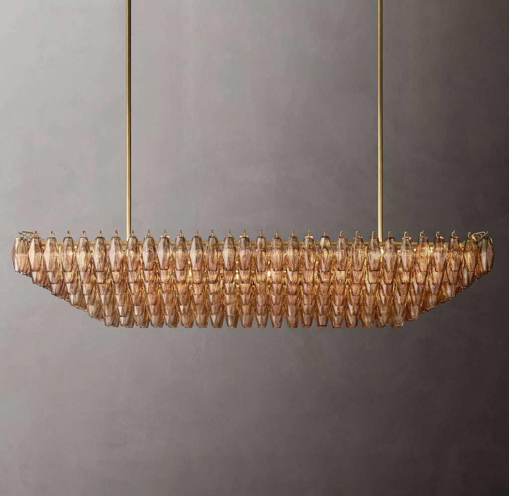 74 Inch Smoked Murano Glass Tiered Rectangular Chandelier - Chiara