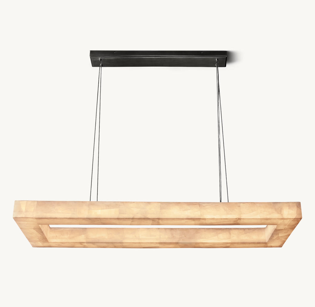 54 Inch Lueur Rectangular Alabaster Chandelier - Rivage