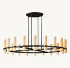 60 Inch Cylindrical Milk Glass Round Chandelier - Ravelle