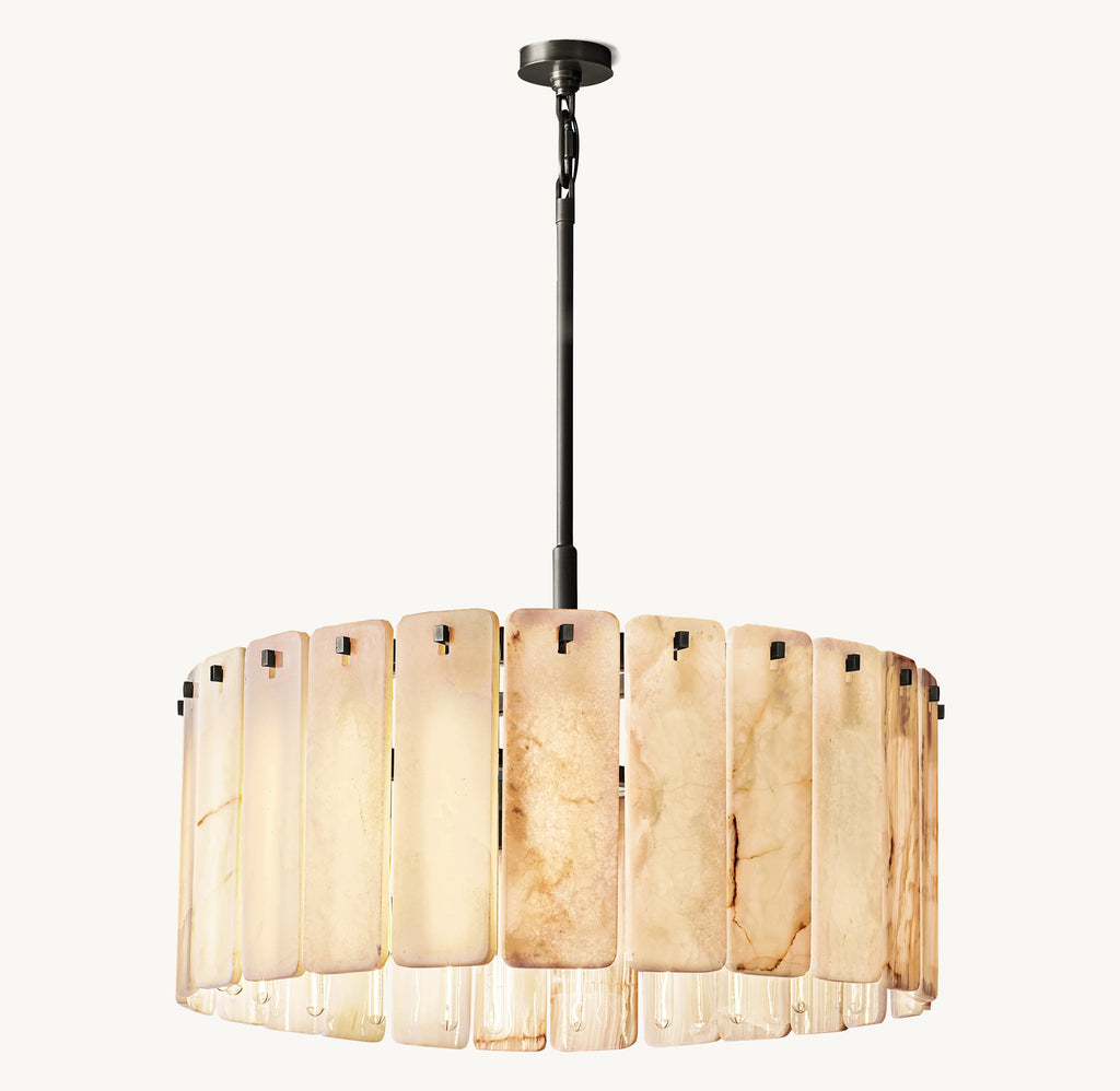36 Inch Alabaster Round Chandelier - Calamette