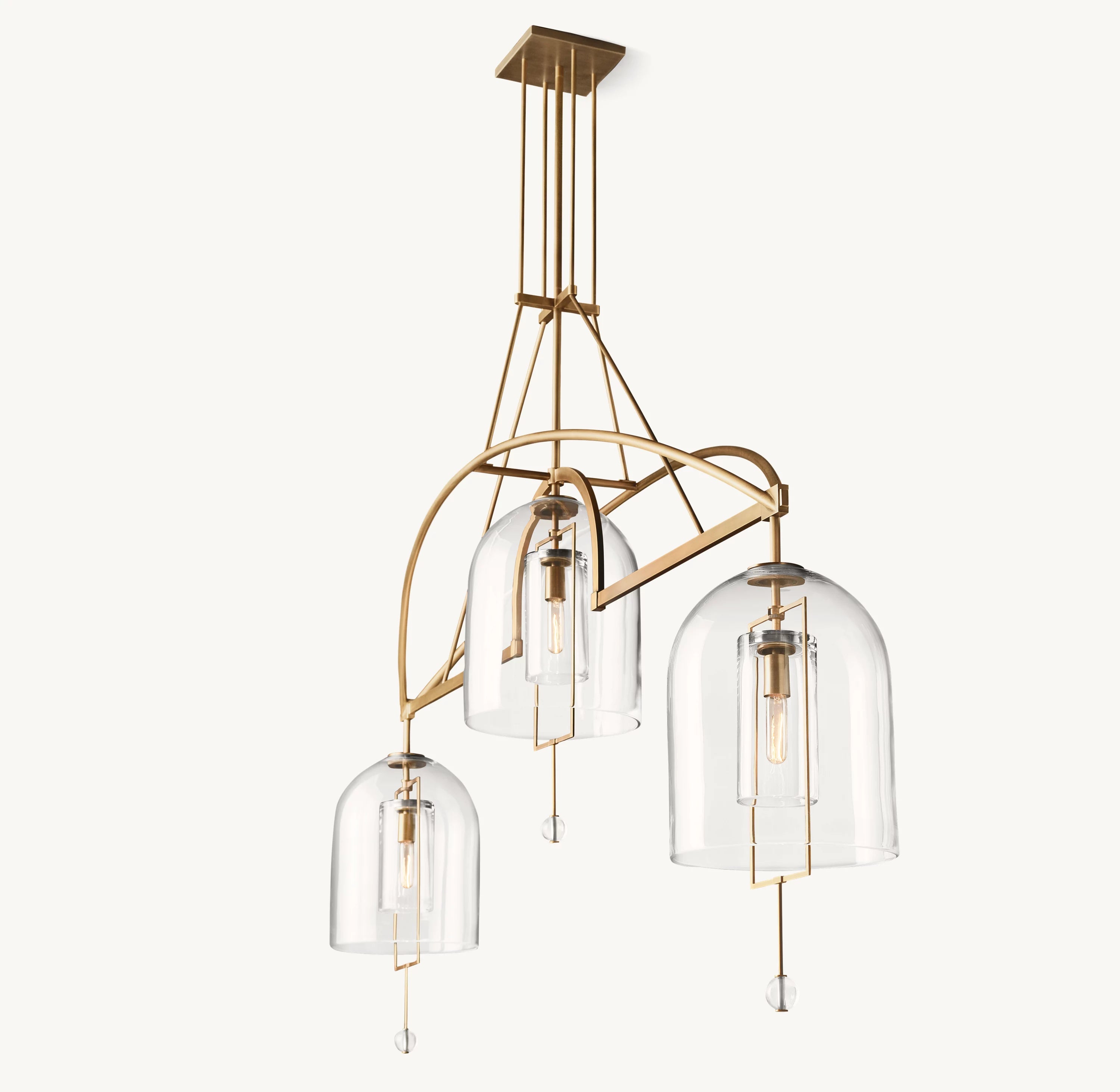61 Inch Bell Glass Linear Chandelier - Fulcrum