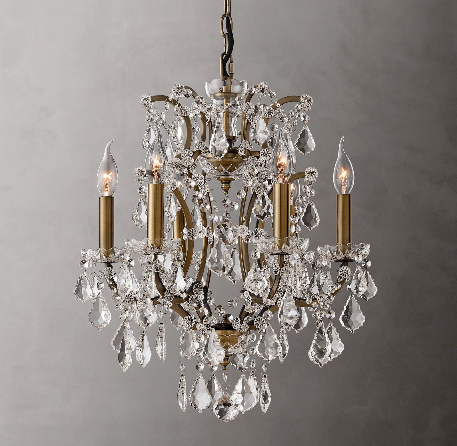 18 Inch Candelabra Crystal Chandelier - Rococo