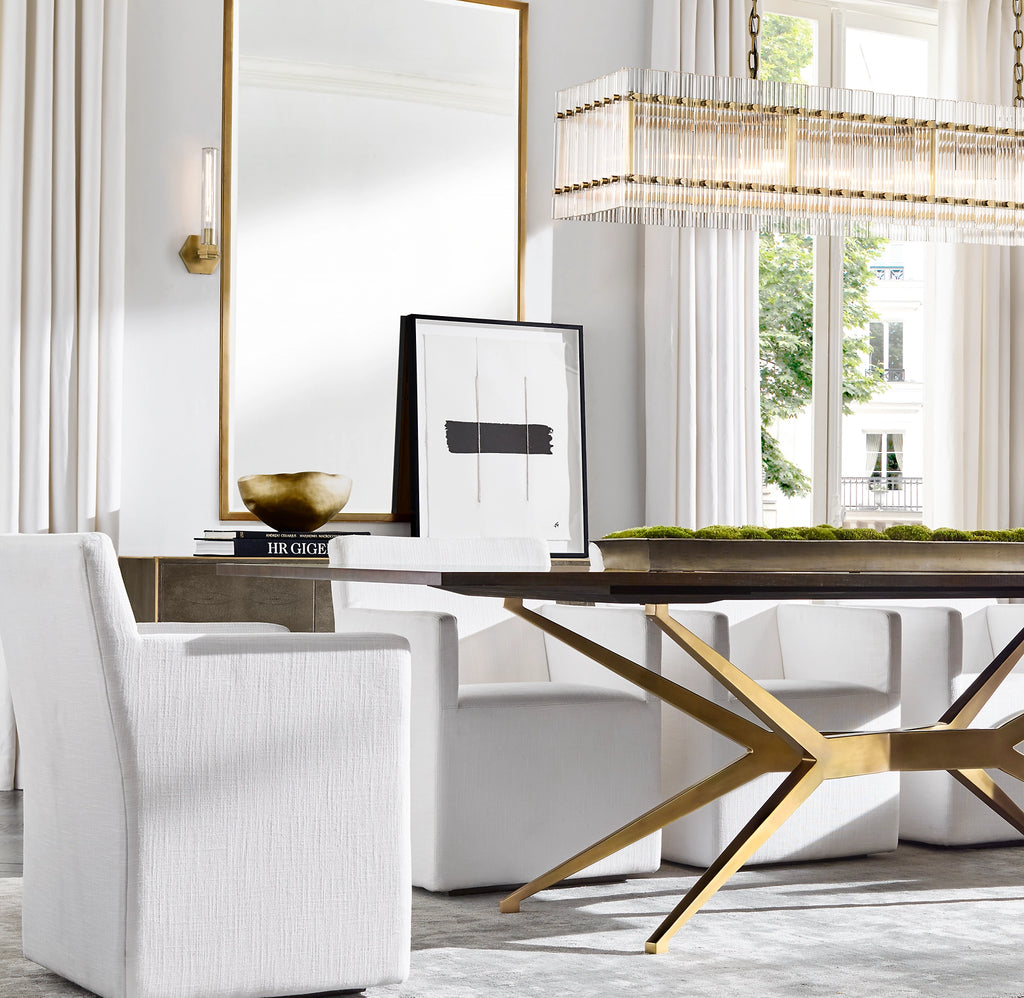 54 Inch Ribbed Glass Rectangular Chandelier - San Marco