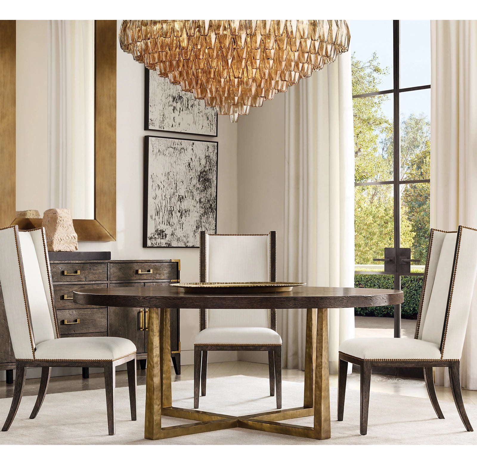 46 Inch Smoked Murano Glass Tiered Chandelier - Chiara