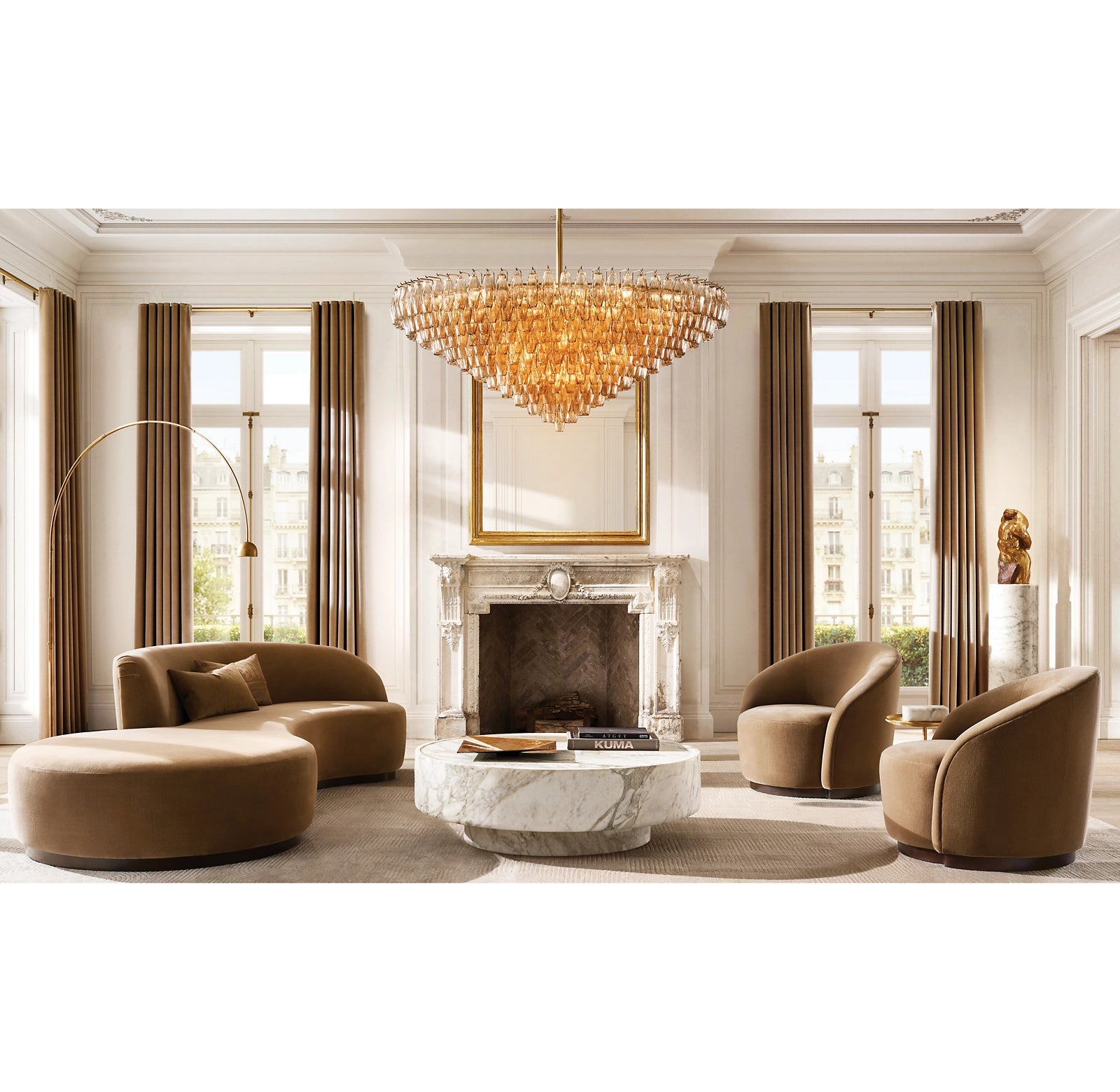 62 Inch Smoked Murano Glass Tiered Chandelier - Chiara