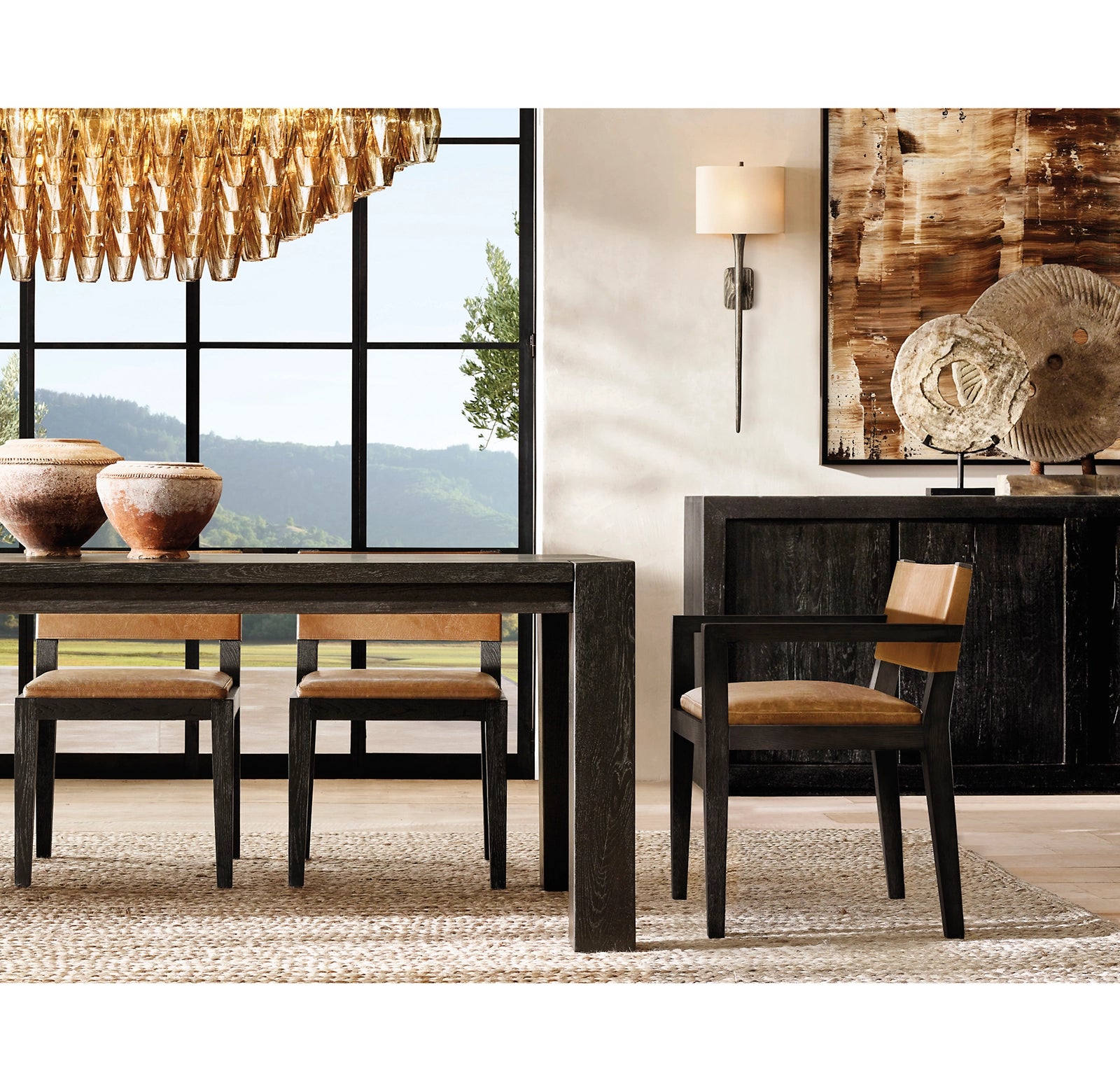 54 Inch Smoked Murano Glass Tiered Rectangular Chandelier - Chiara