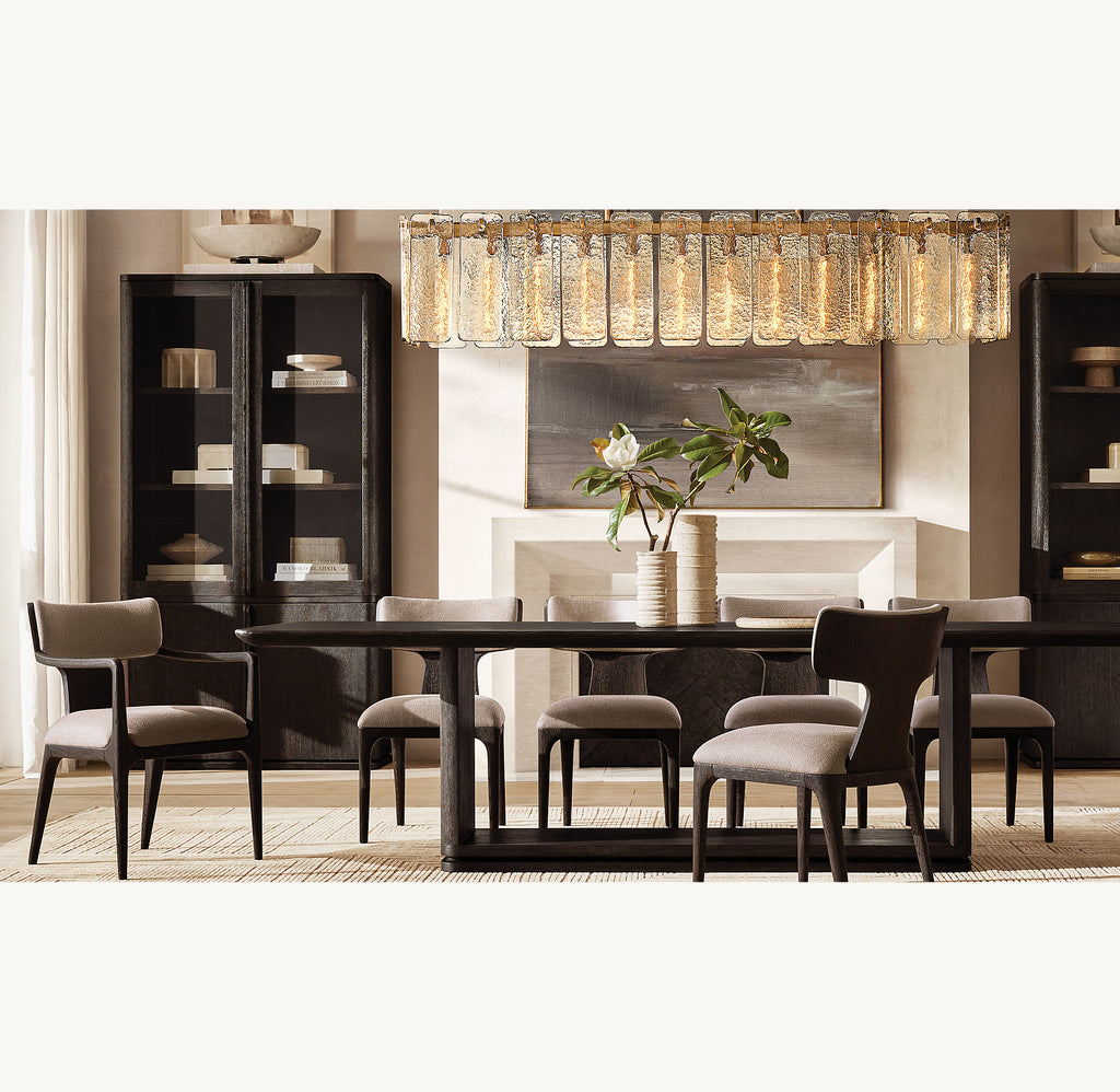 72 Inch Textured Glass Rectangular Chandelier - Calamette