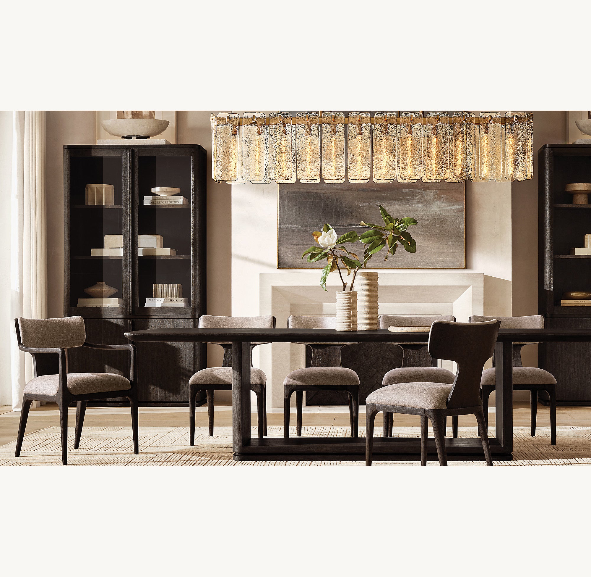 72 Inch Textured Glass Rectangular Chandelier - Calamette