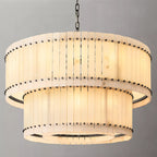 48 Inch Alabaster Two-Tier Chandelier - San Marco