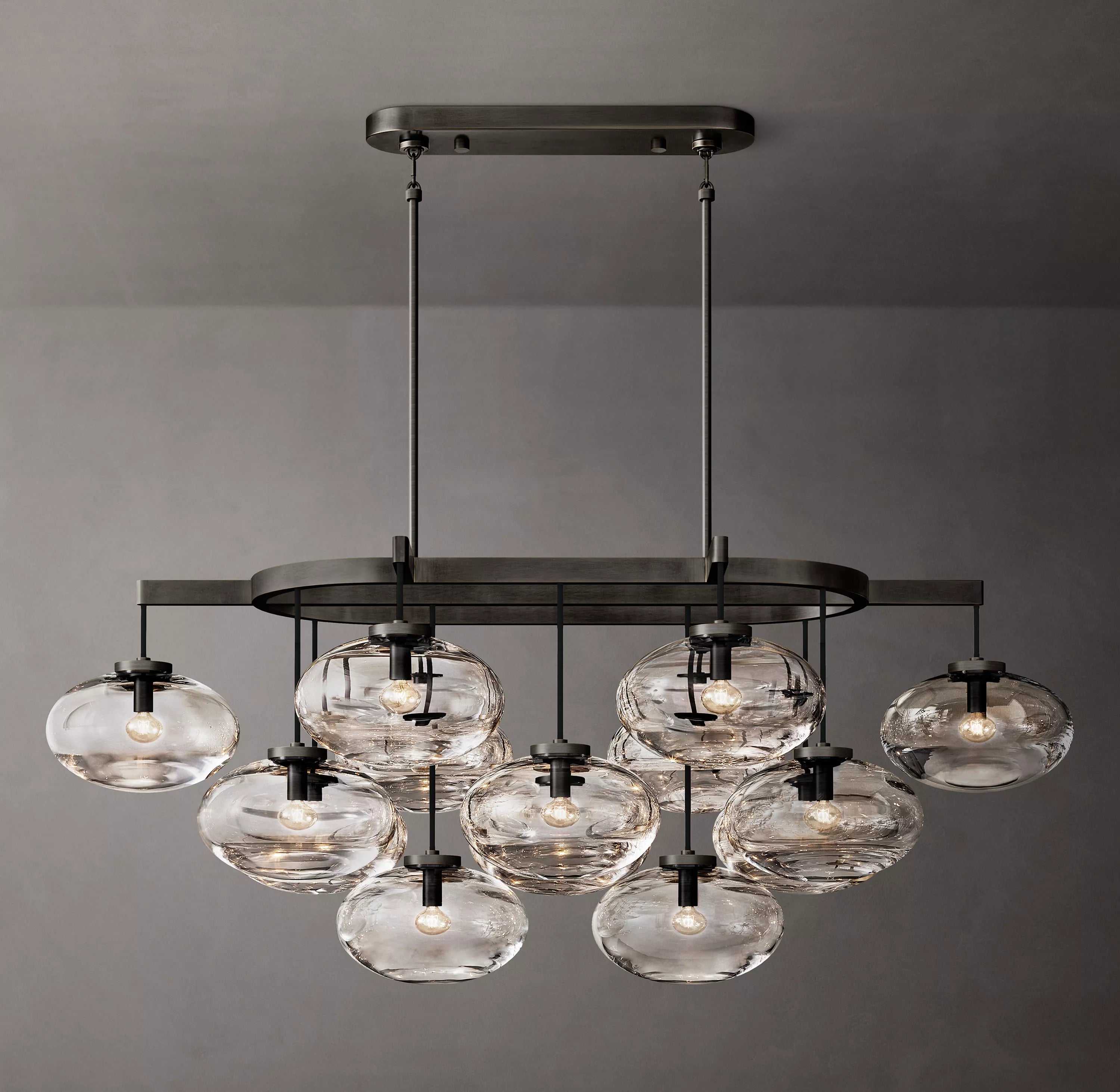 54 Inch Glass Bubble Oval Chandelier - Cabrette