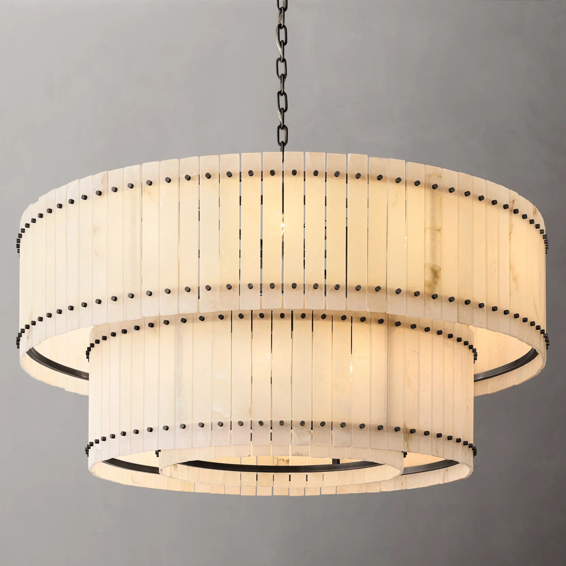 60 Inch Alabaster Two-Tier Chandelier - San Marco