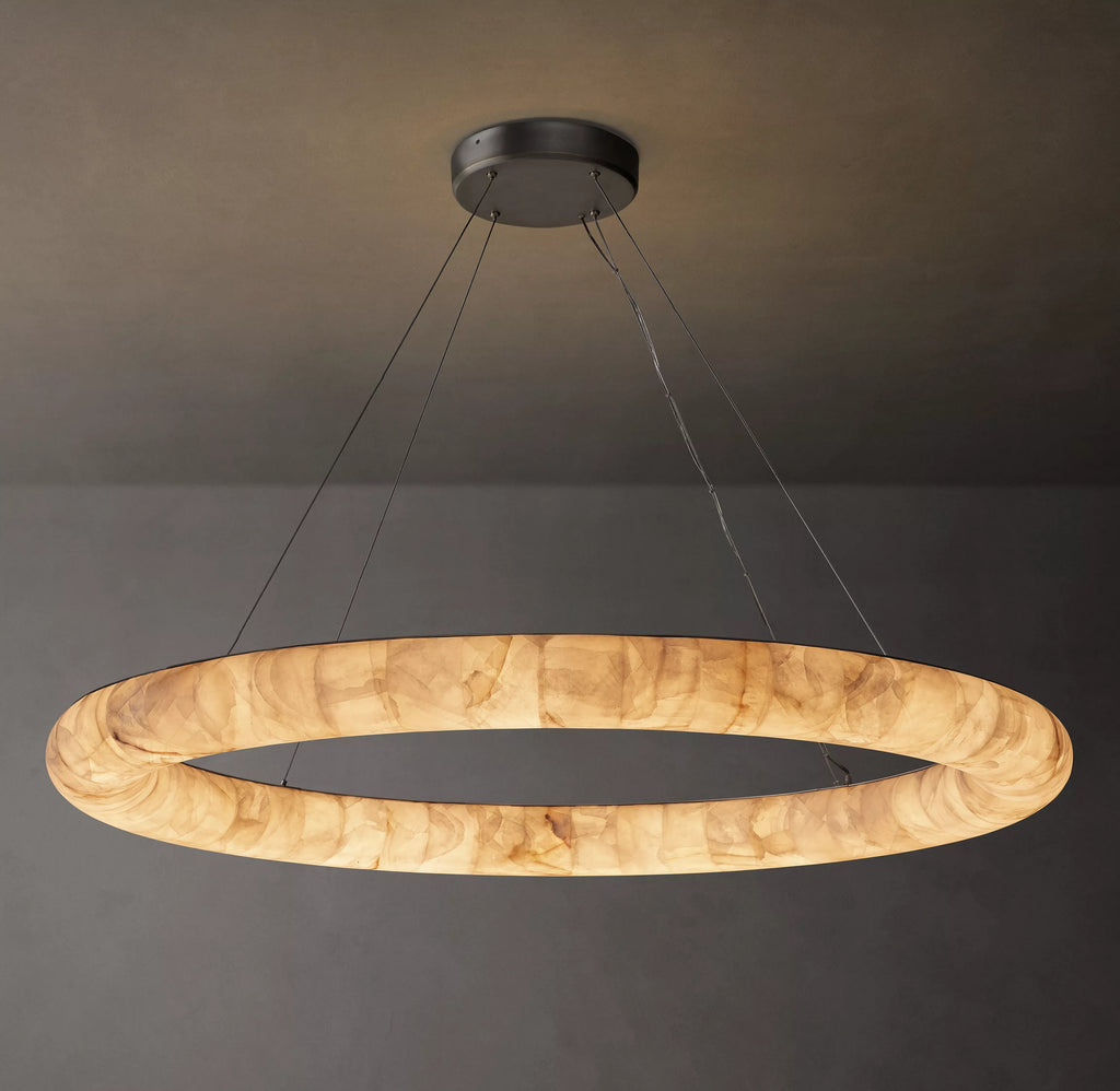 60 Inch Lisse Ring Alabaster Chandelier - Rivage