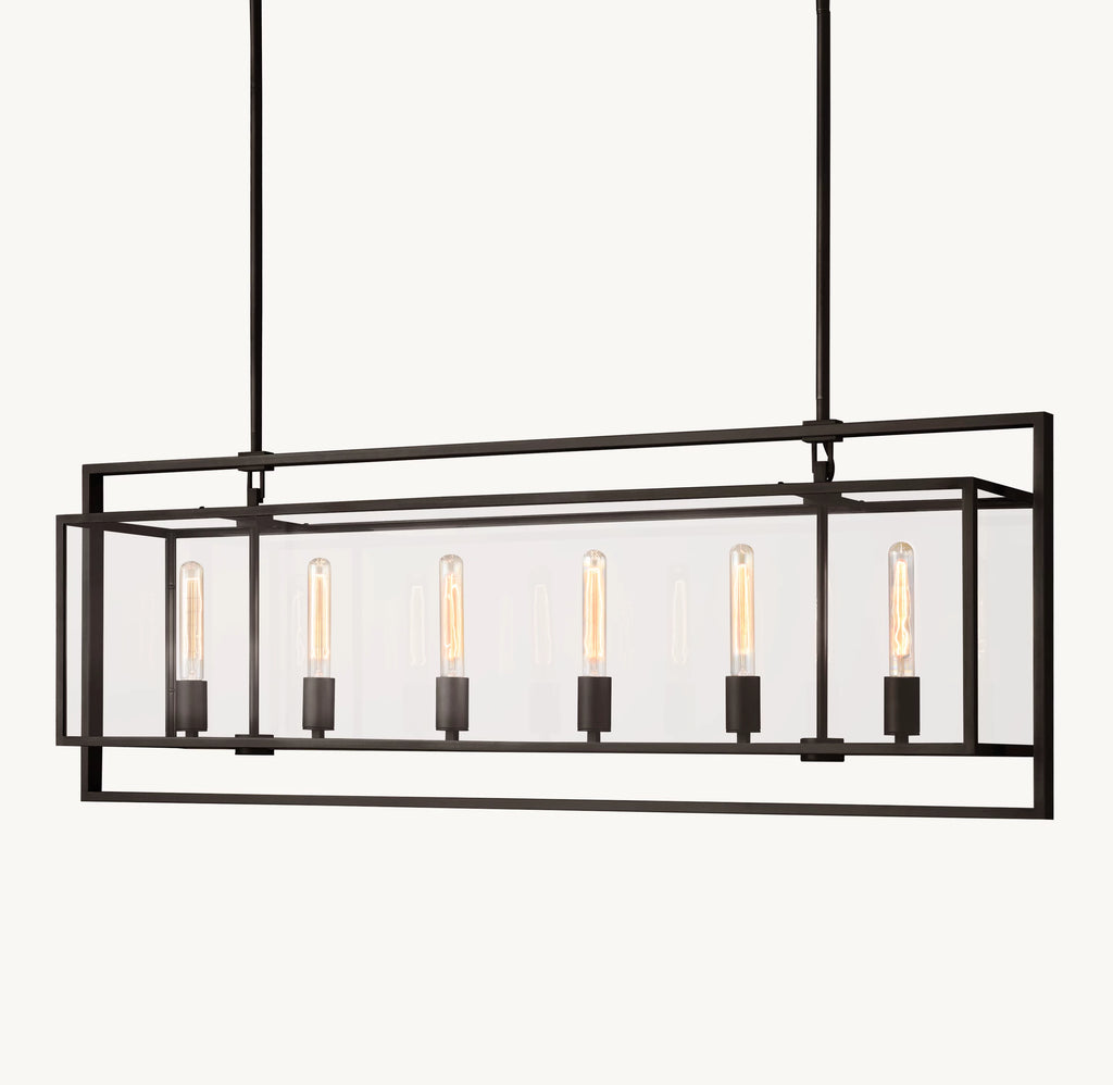 54 Inch Glass Rectangular Chandelier - Beckman