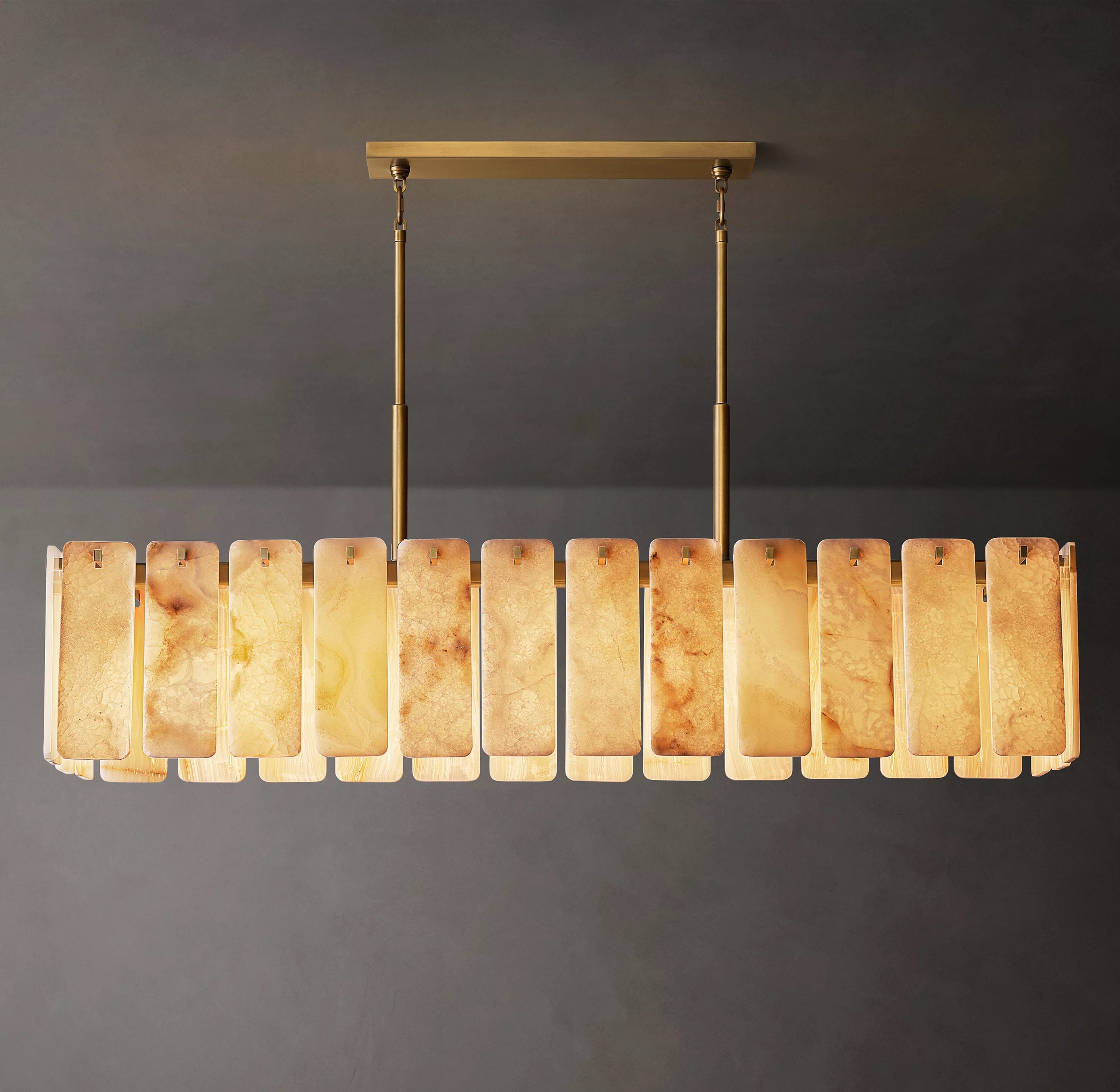 72 Inch Alabaster Rectangular Chandelier - Calamette