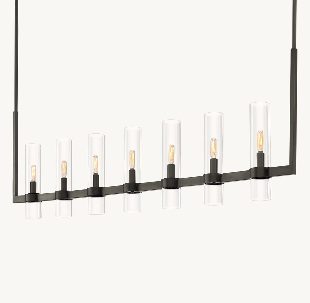 54 Inch Cylindrical Glass Candle Linear Chandelier - Ravelle