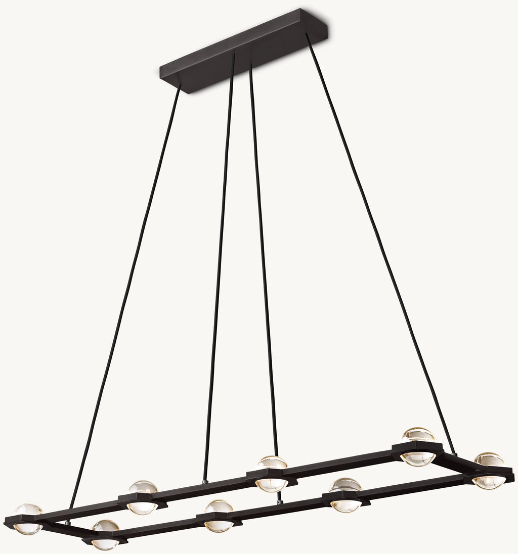 54 Inch Globe Crystal Rectangular Chandelier - Eclatant