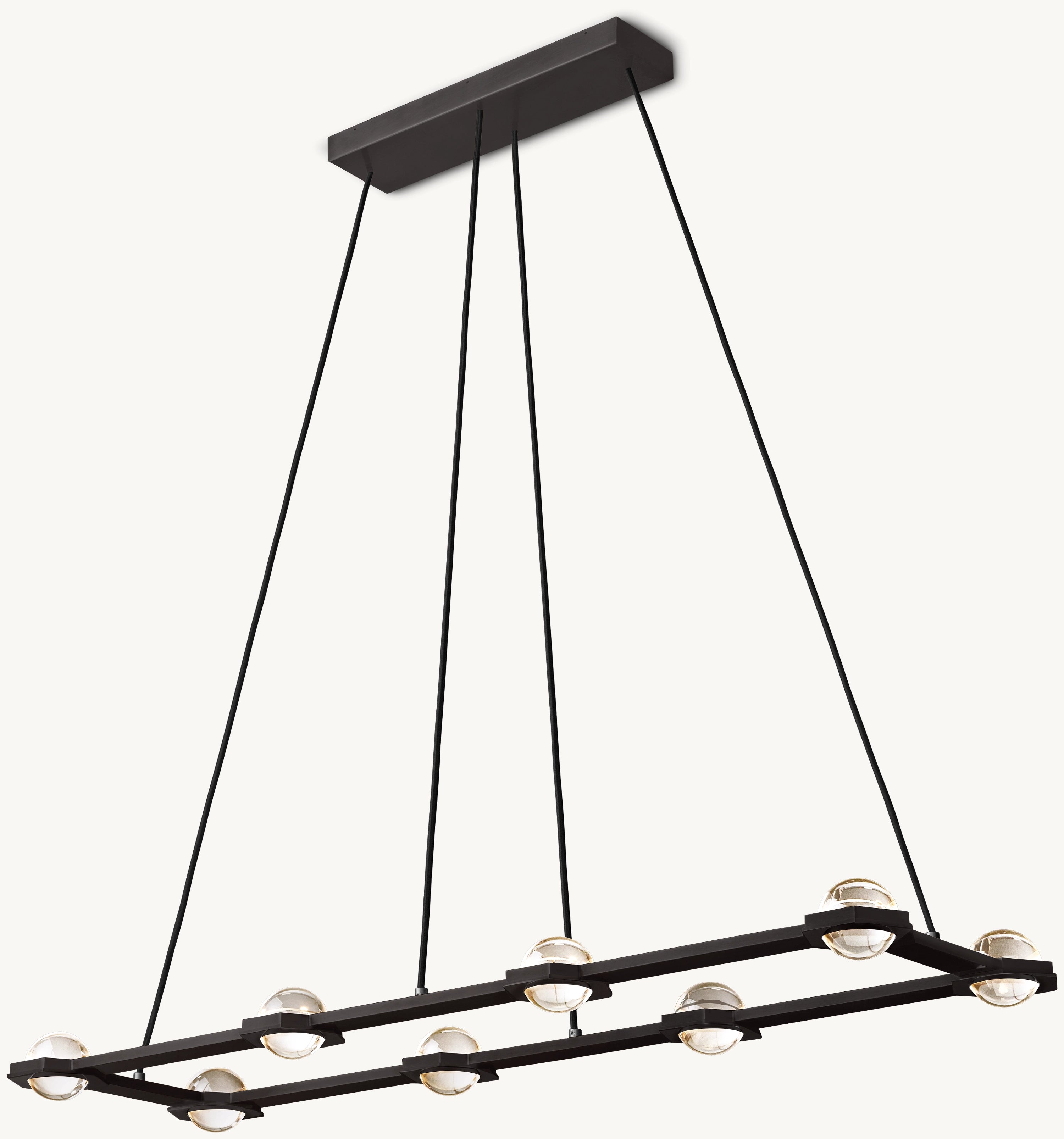 54 Inch Globe Crystal Rectangular Chandelier - Eclatant