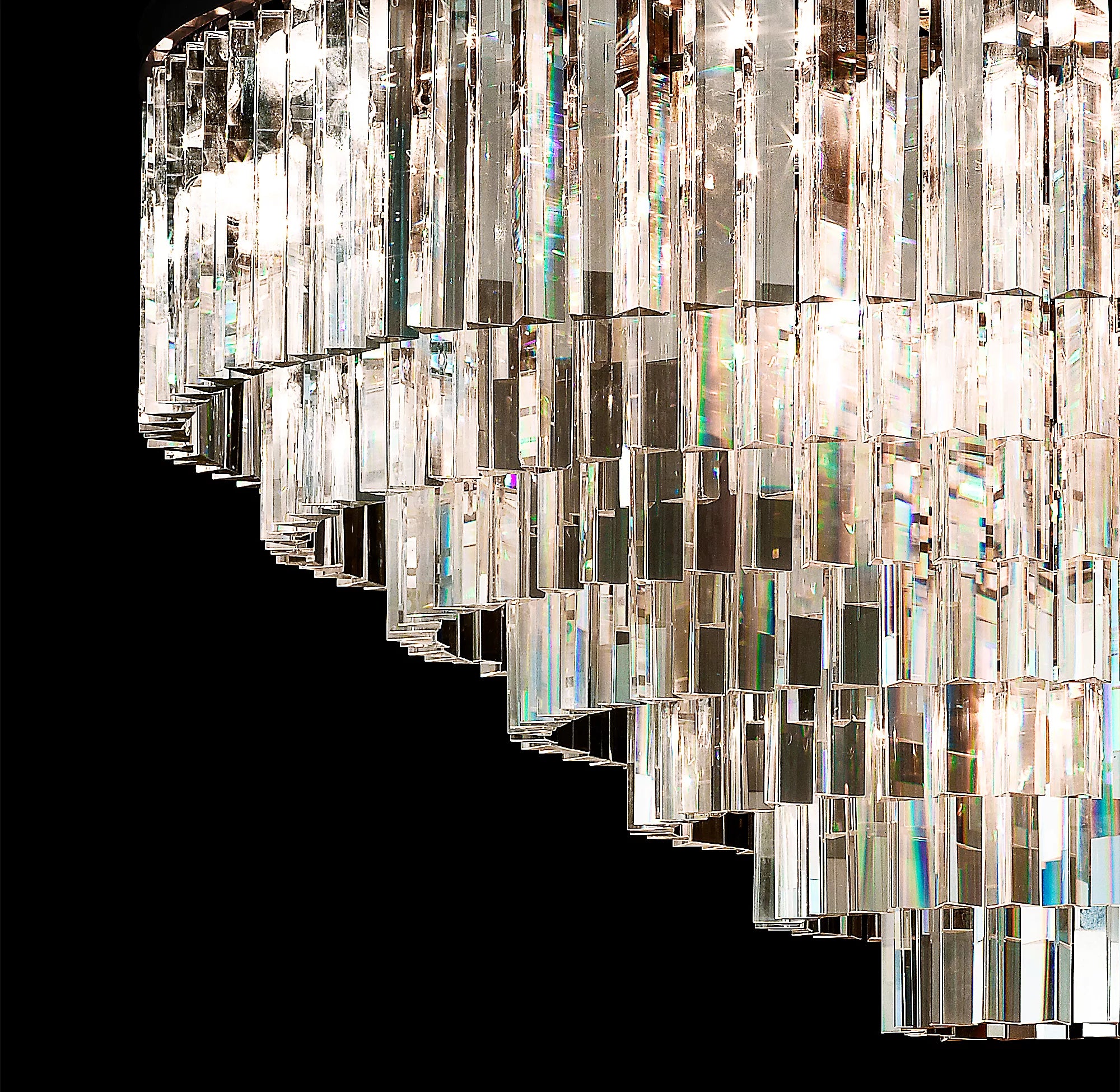 44 Inch Crystal Prism Tiered Chandelier - Odeon