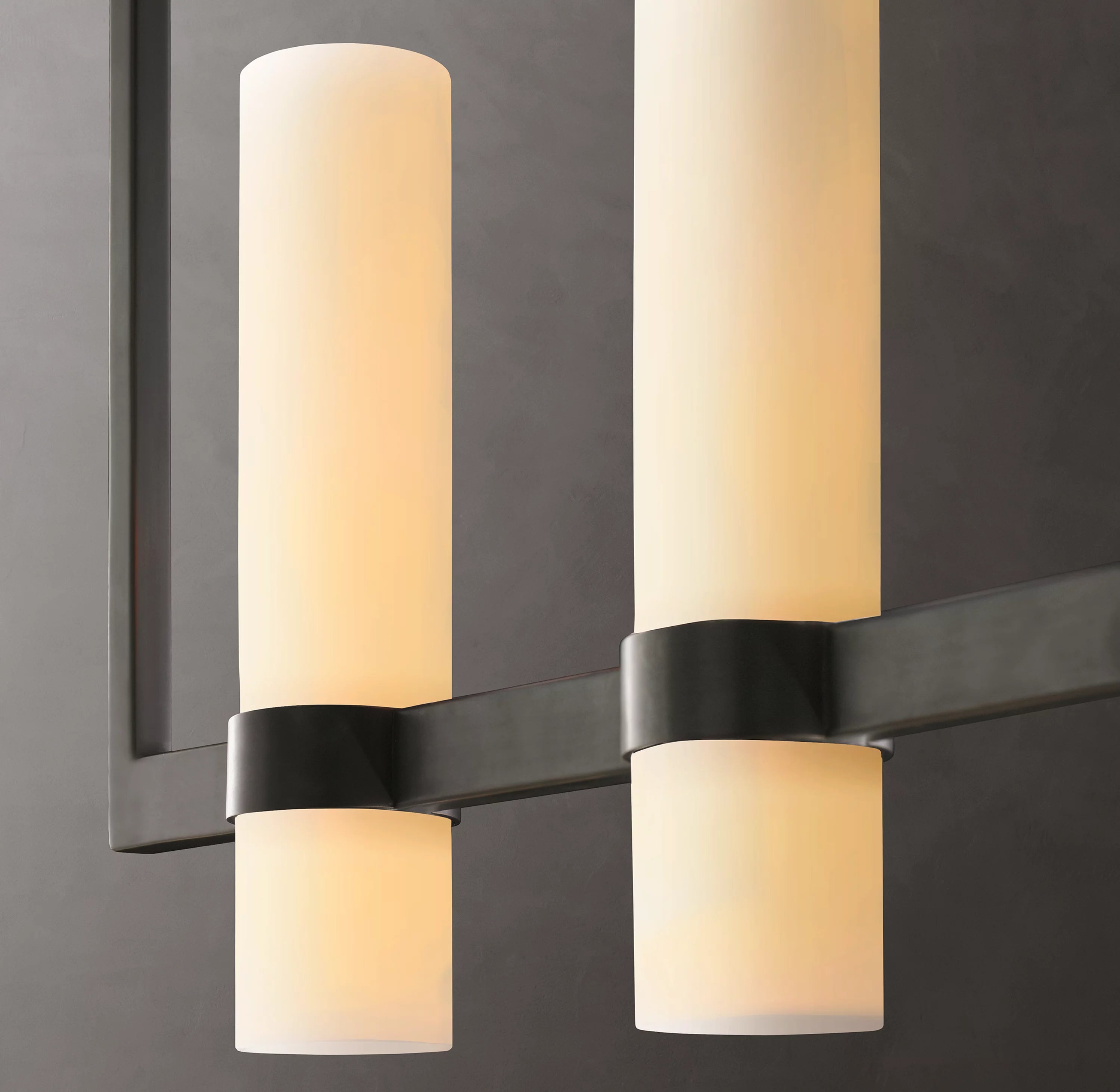 54 Inch Cylindrical Milk Glass Linear Chandelier - Ravelle