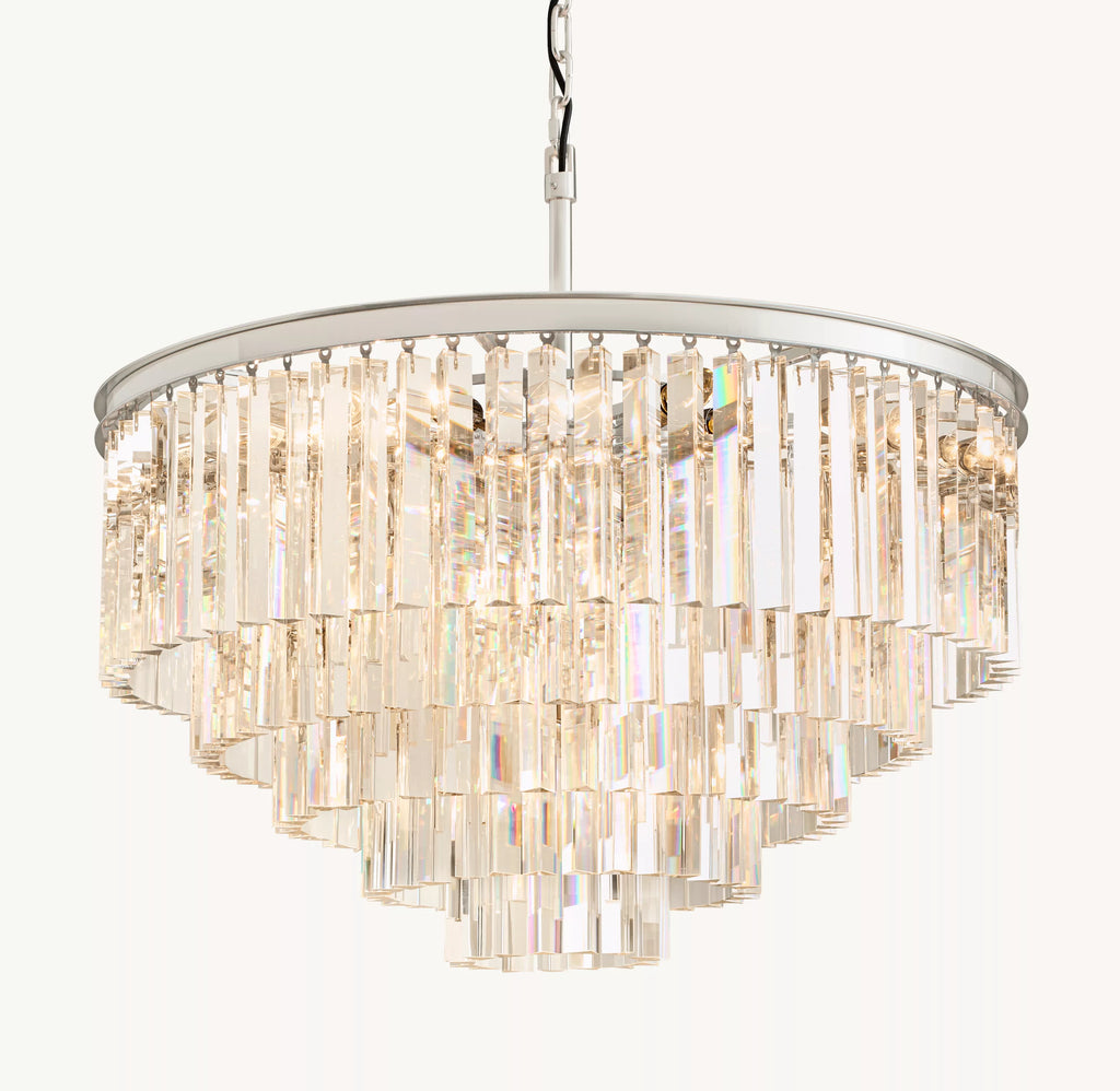 32 Inch Crystal Prism Tiered Chandelier - Odeon