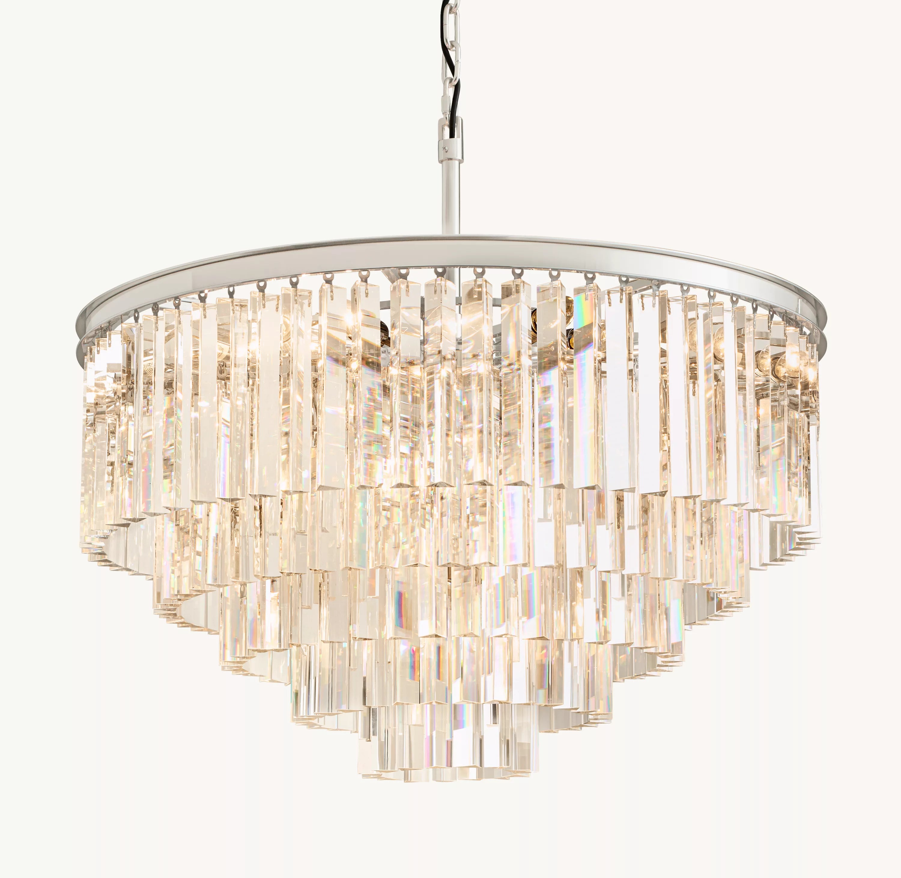 32 Inch Crystal Prism Tiered Chandelier - Odeon