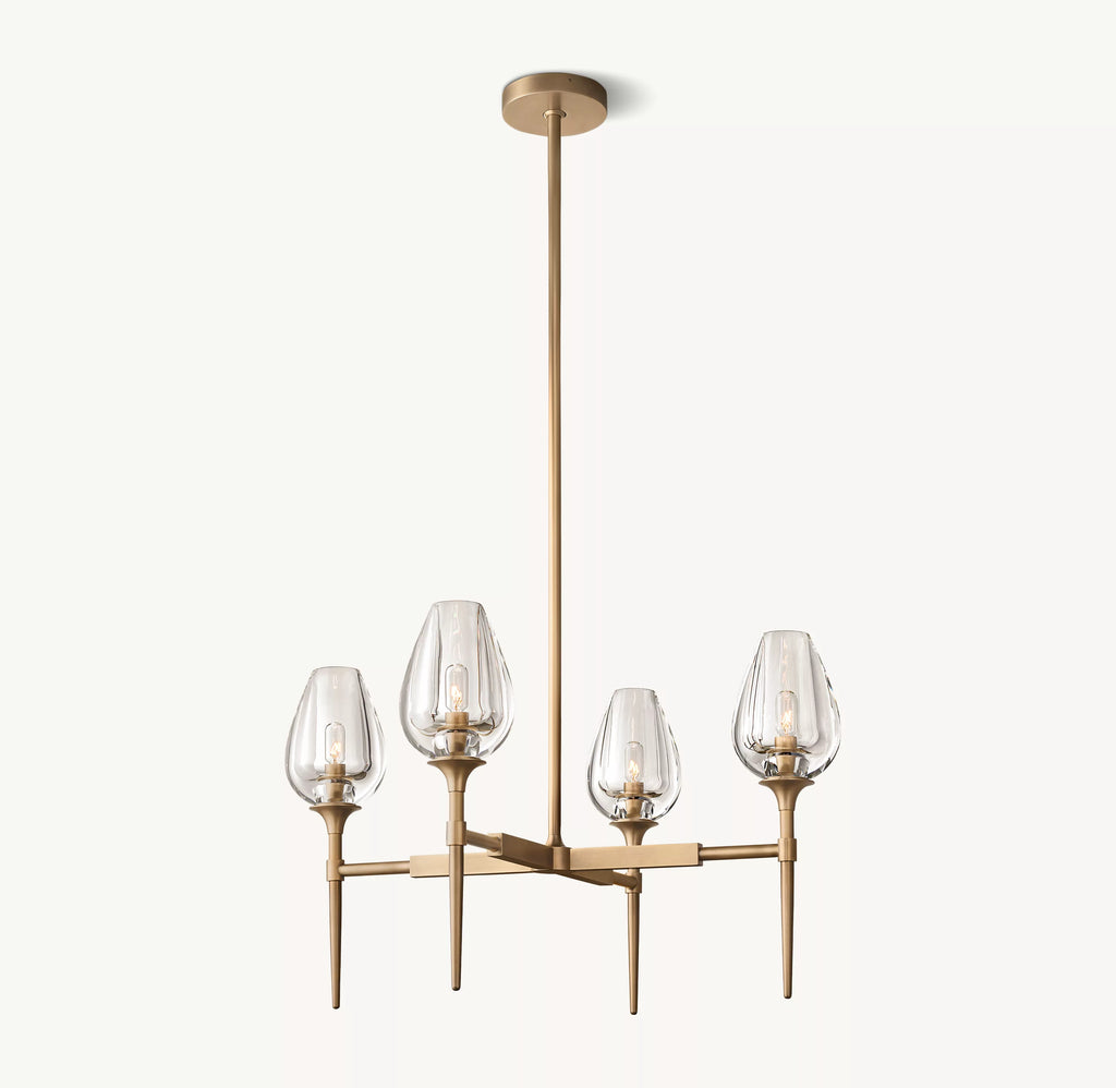 27 Inch Torchiere Crystal Arm Chandelier - Tulip
