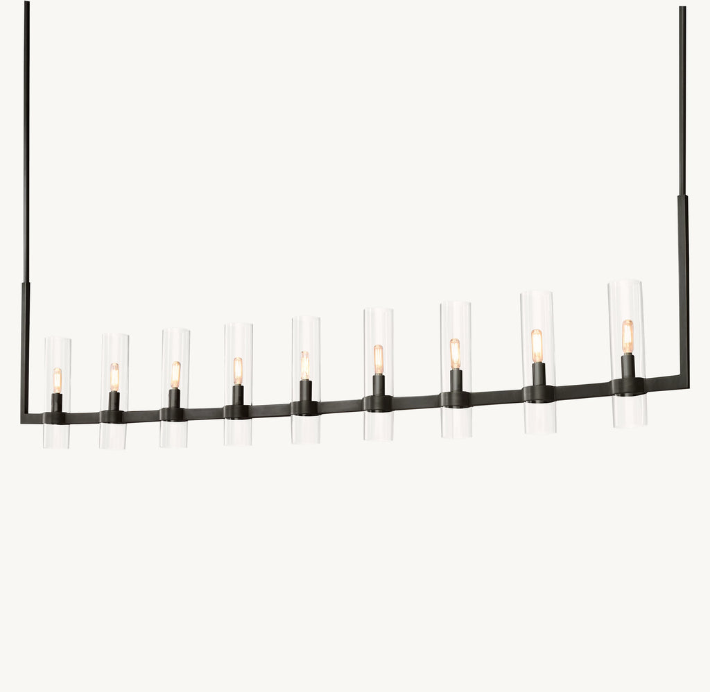 69 Inch Cylindrical Glass Candle Linear Chandelier - Ravelle