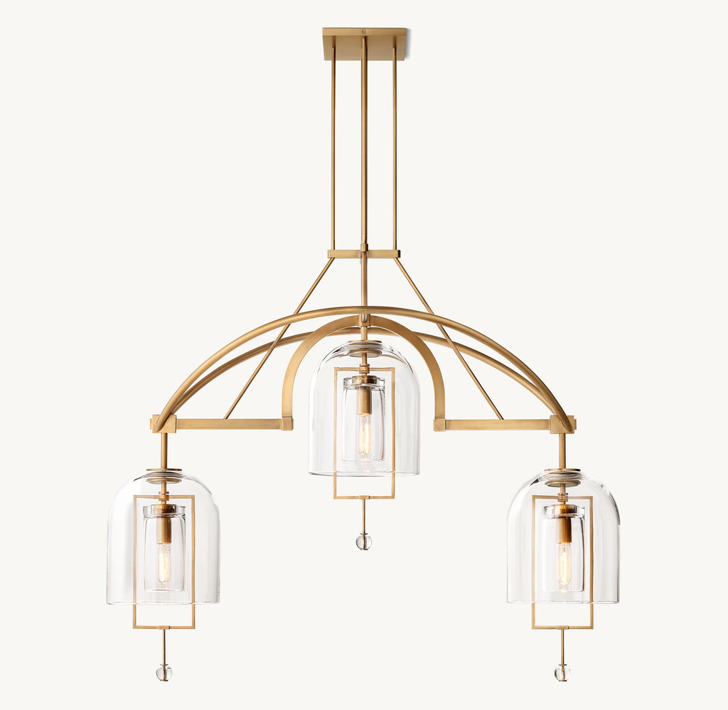 48 Inch Bell Glass Linear Chandelier - Fulcrum