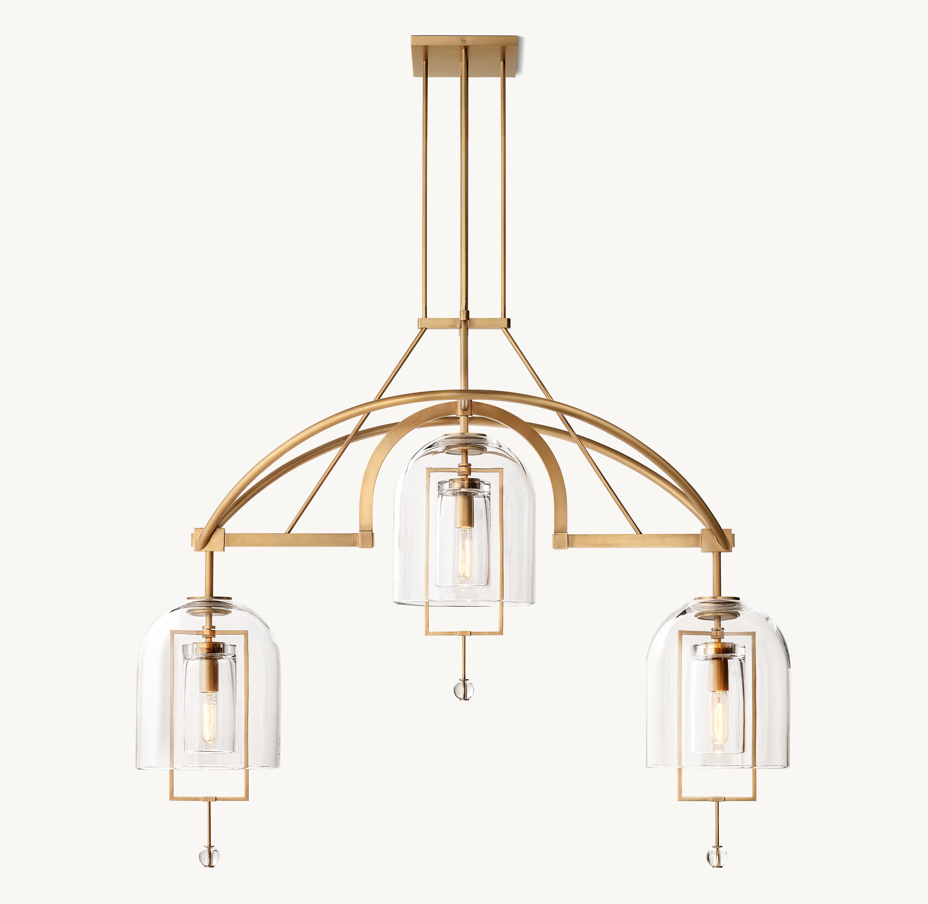 48 Inch Bell Glass Linear Chandelier - Fulcrum
