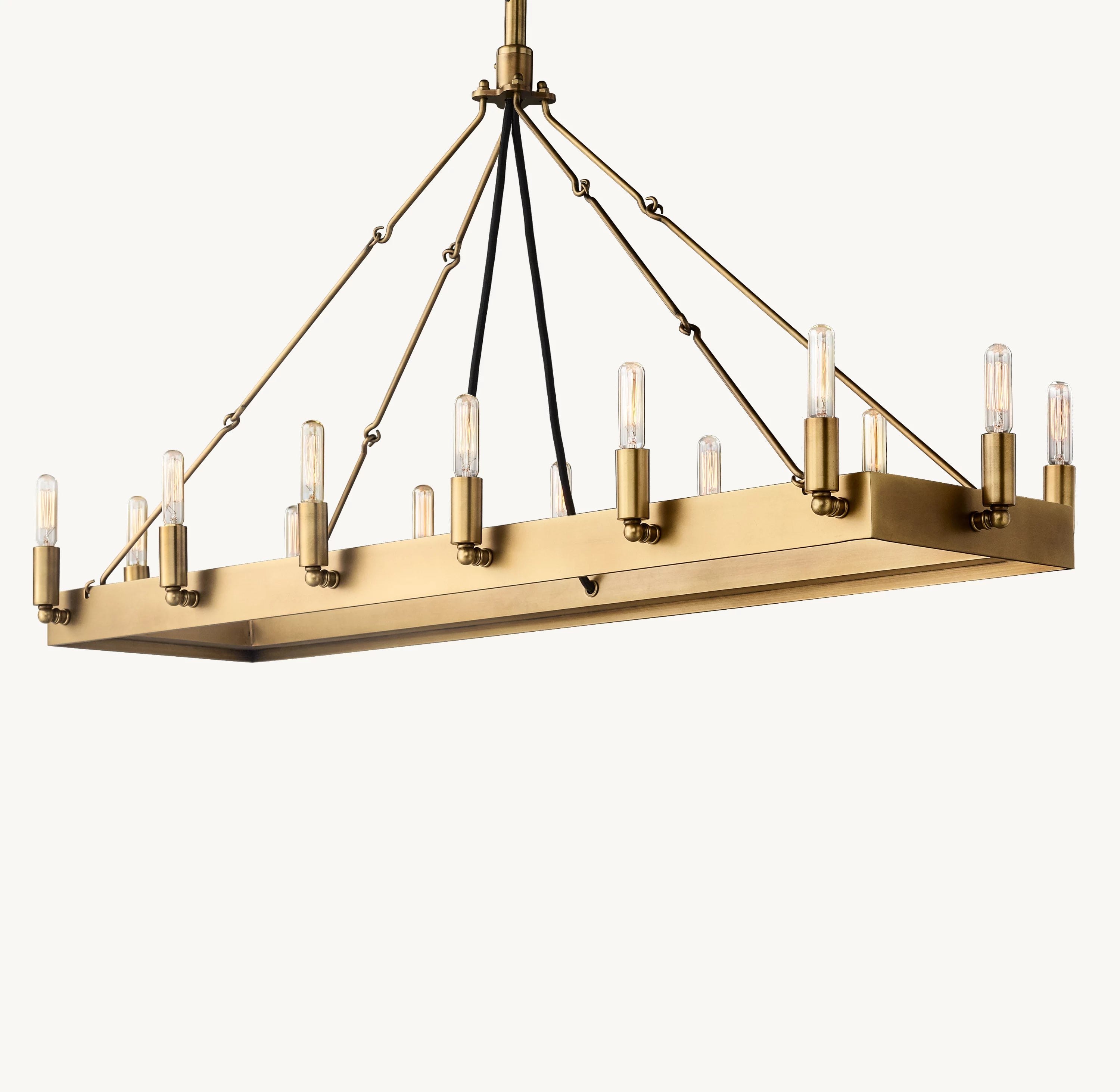 41 Inch Vintage Filament Tubular Candle Rectangular Chandelier - Camino