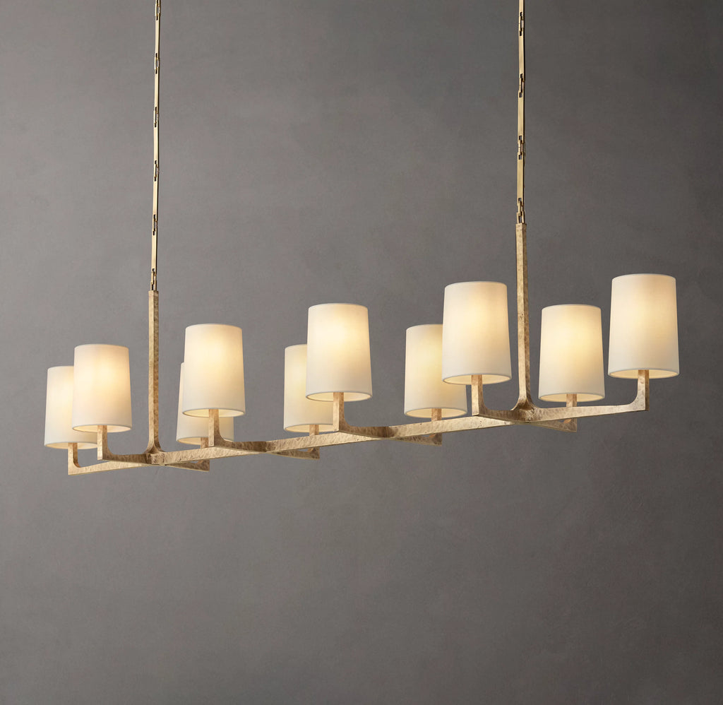 72 Inch Shaded Hammered Metal Linear Chandelier – Wright
