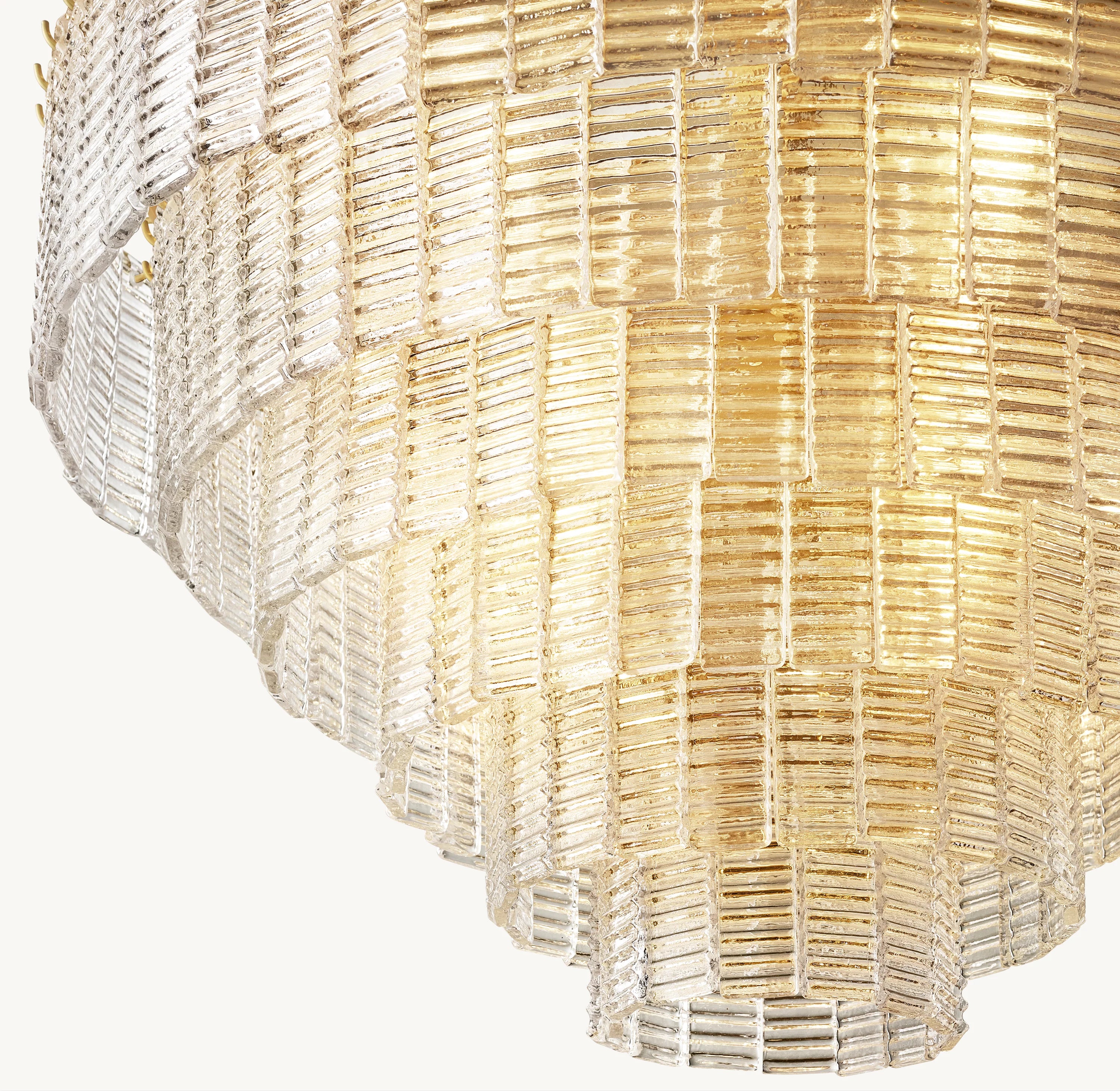 41 Inch Ribbed Clear Glass Tiered Chandelier - Sirene