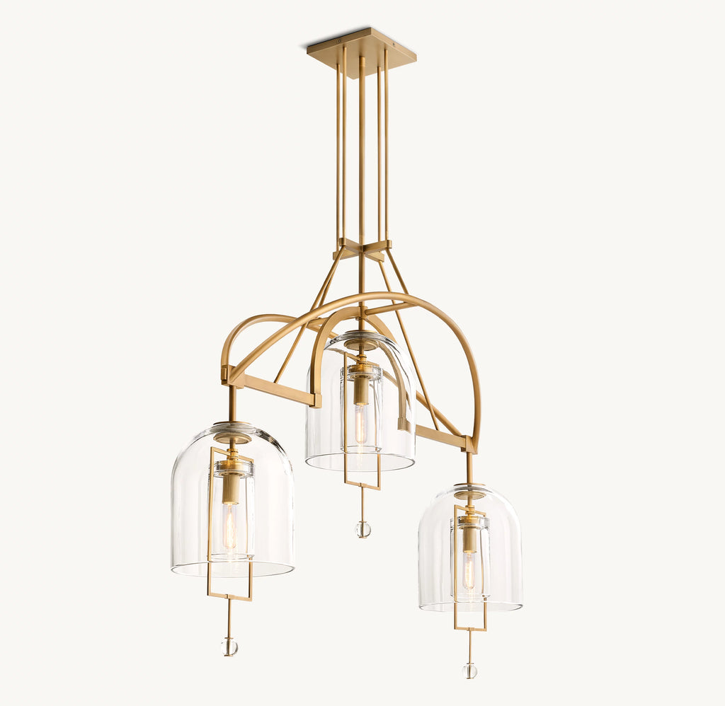 48 Inch Bell Glass Linear Chandelier - Fulcrum