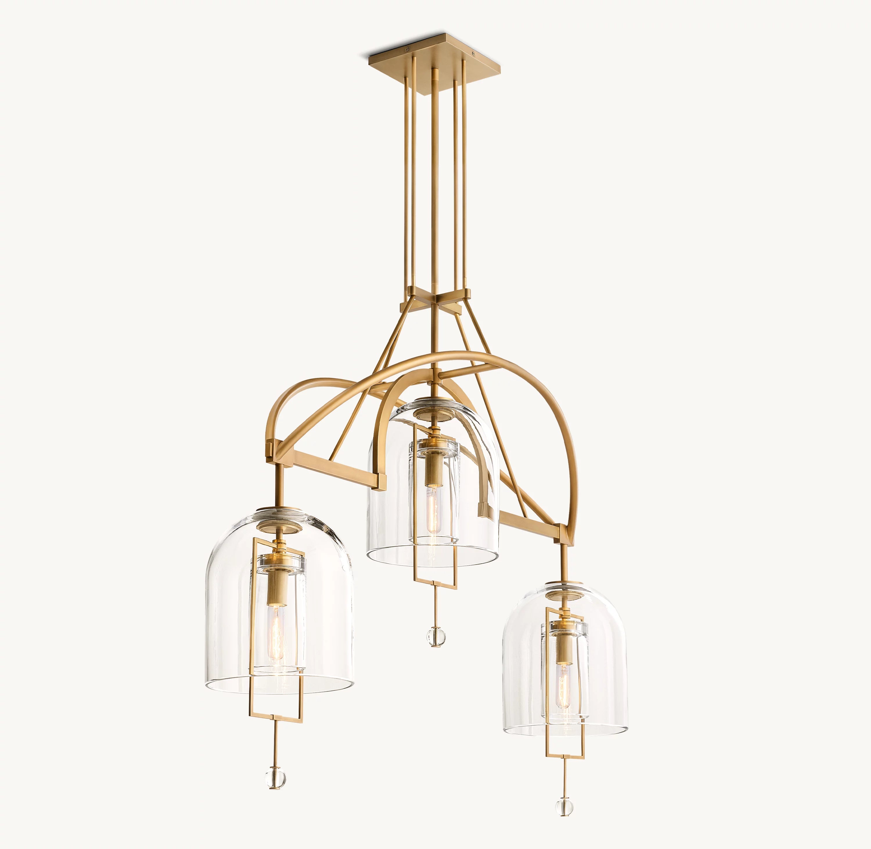 48 Inch Bell Glass Linear Chandelier - Fulcrum