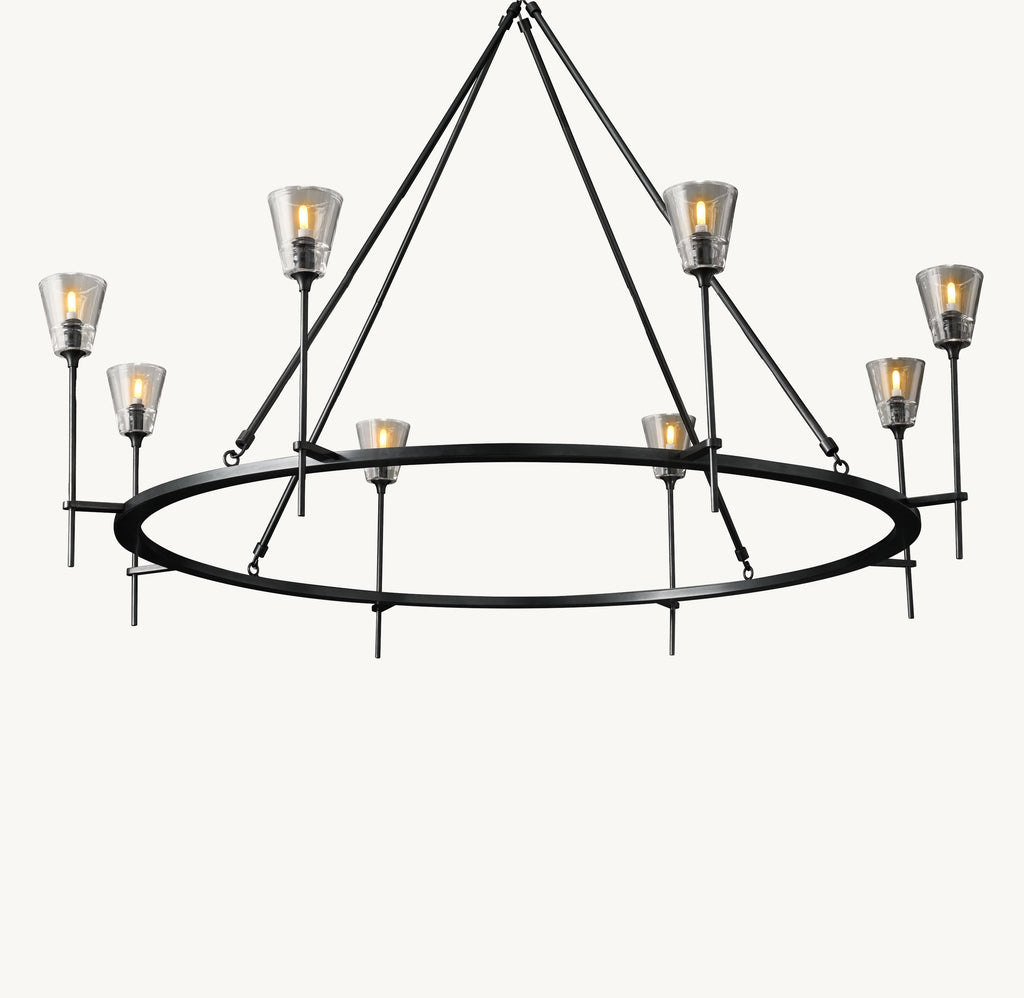 58 Inch Torch Round Chandelier - Verre