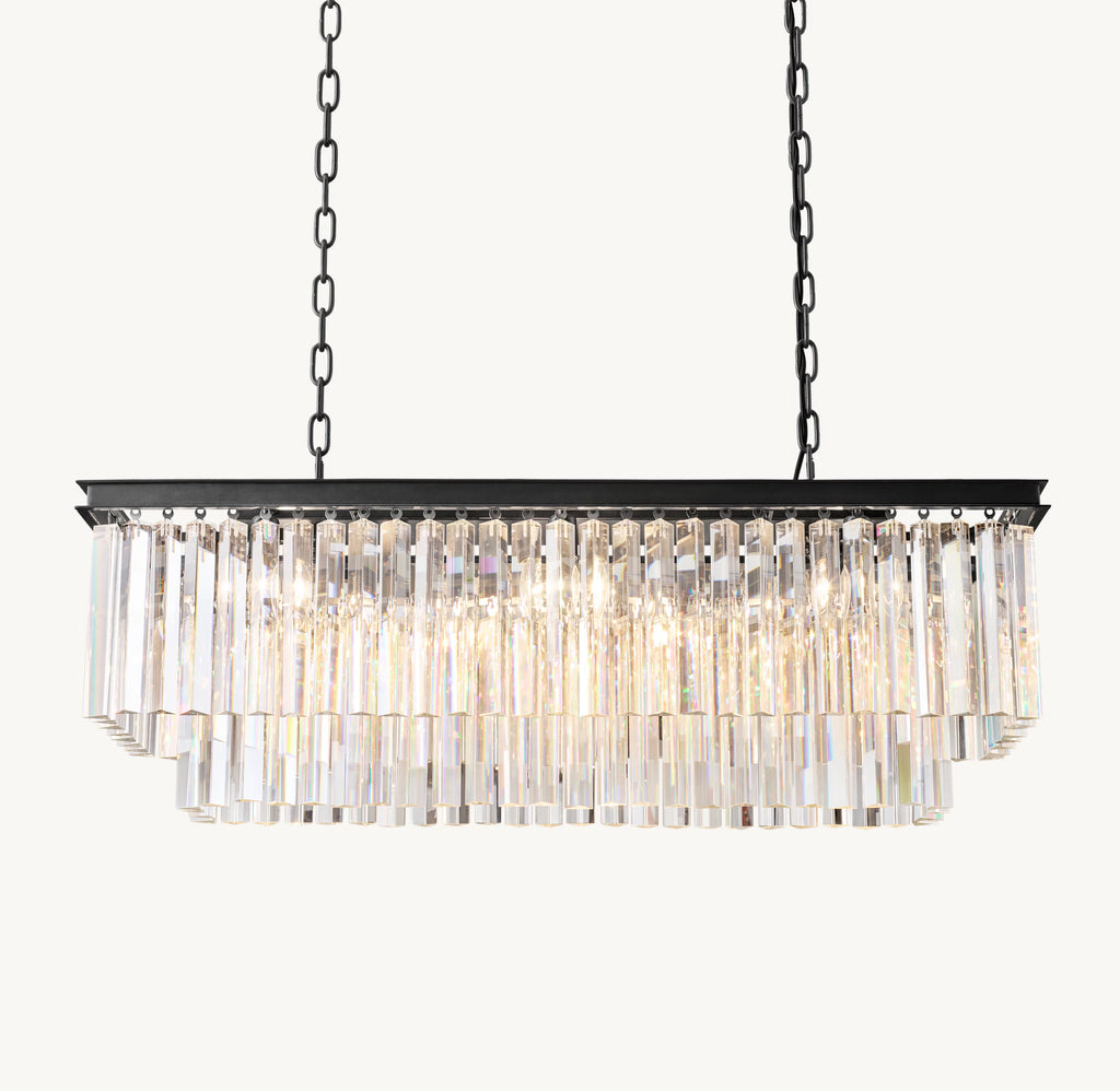 39 Inch Crystal Prism Rectangular Chandelier - Odeon
