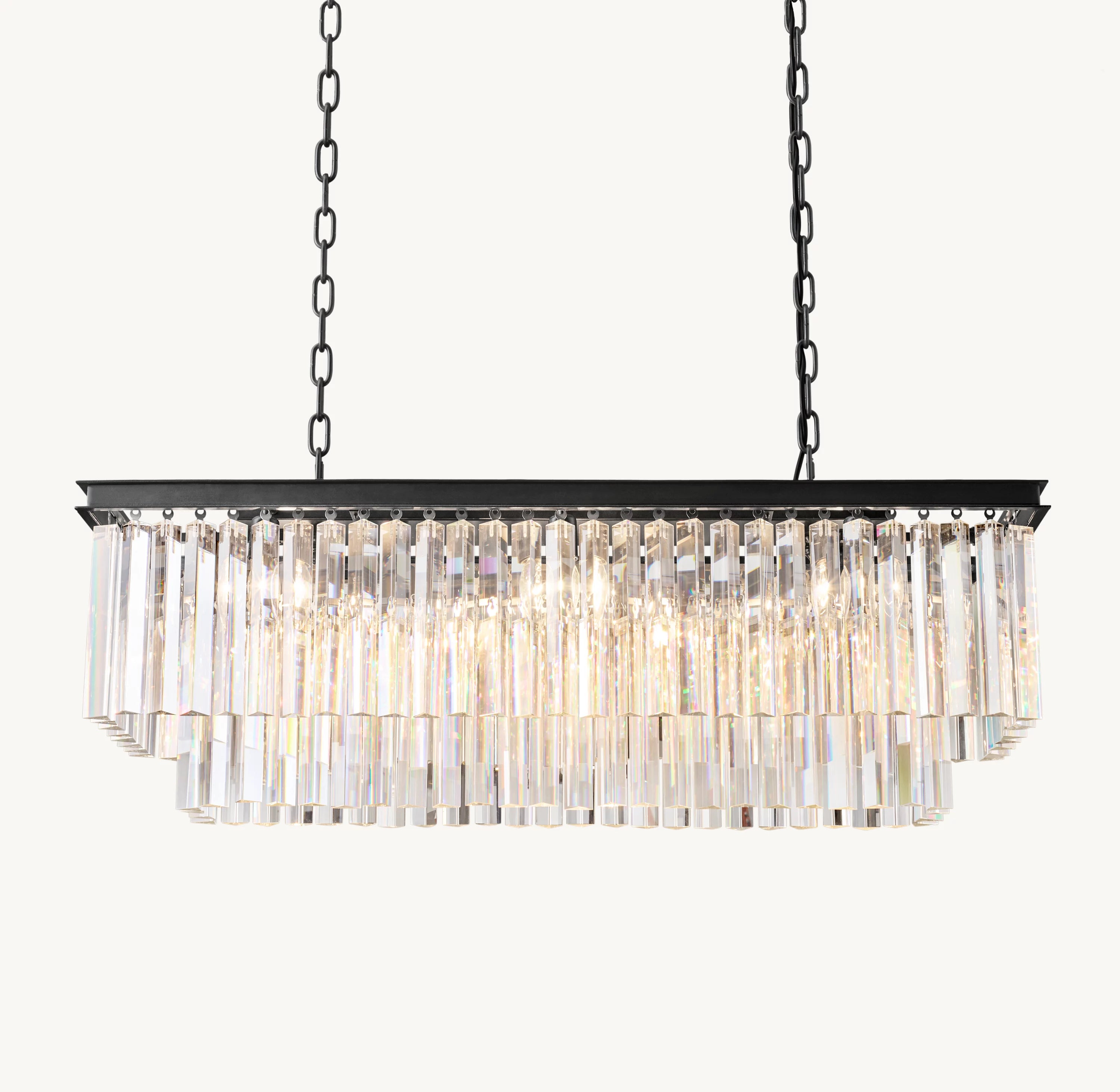 39 Inch Crystal Prism Rectangular Chandelier - Odeon