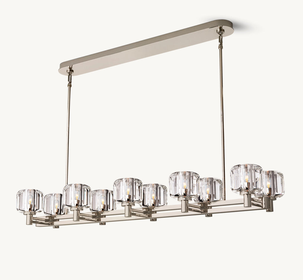 54 Inch Crystal Double Linear Candle Chandelier - Demaret