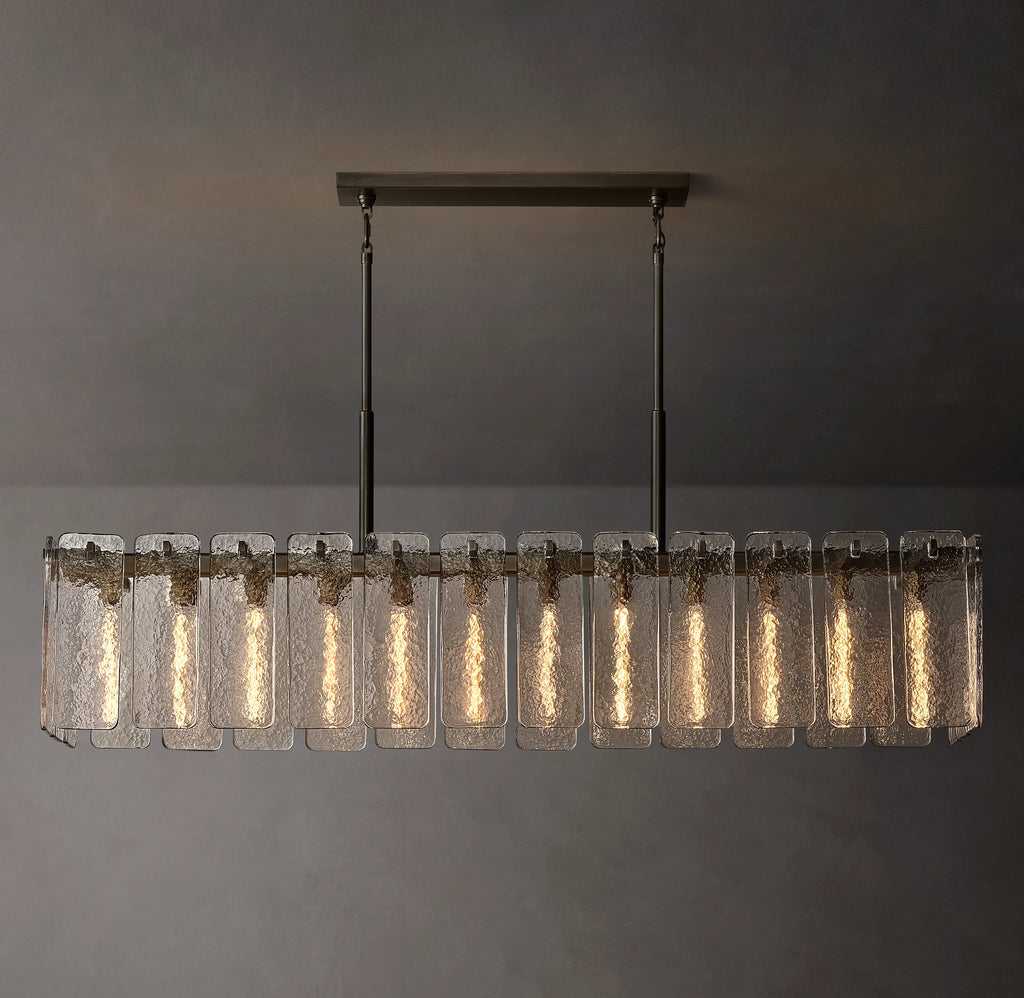 72 Inch Textured Glass Rectangular Chandelier - Calamette