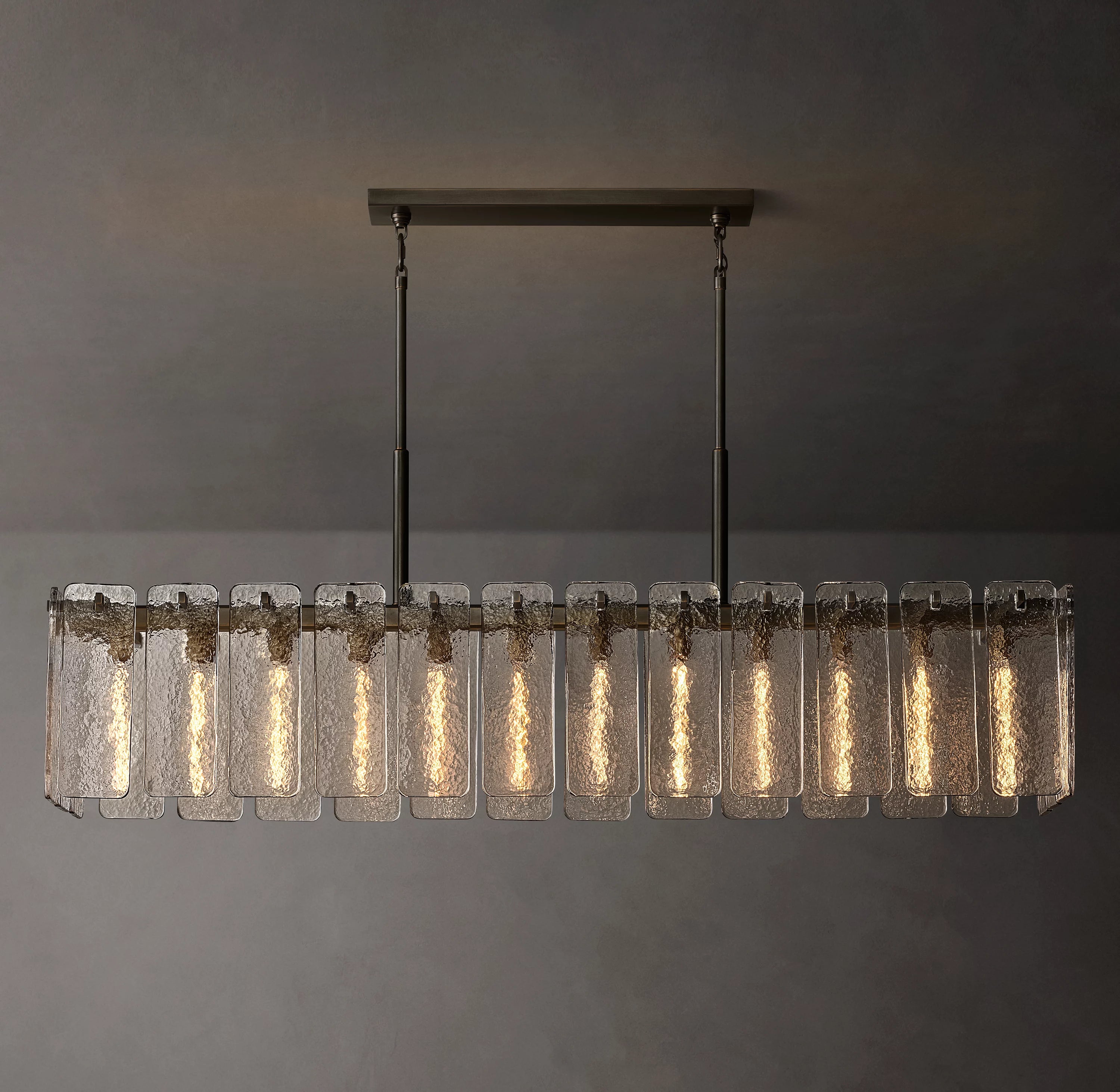 72 Inch Textured Glass Rectangular Chandelier - Calamette