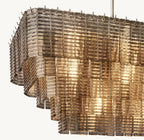 59 Inch Ribbed Smoked Glass Rectangular Chandelier - Sirene