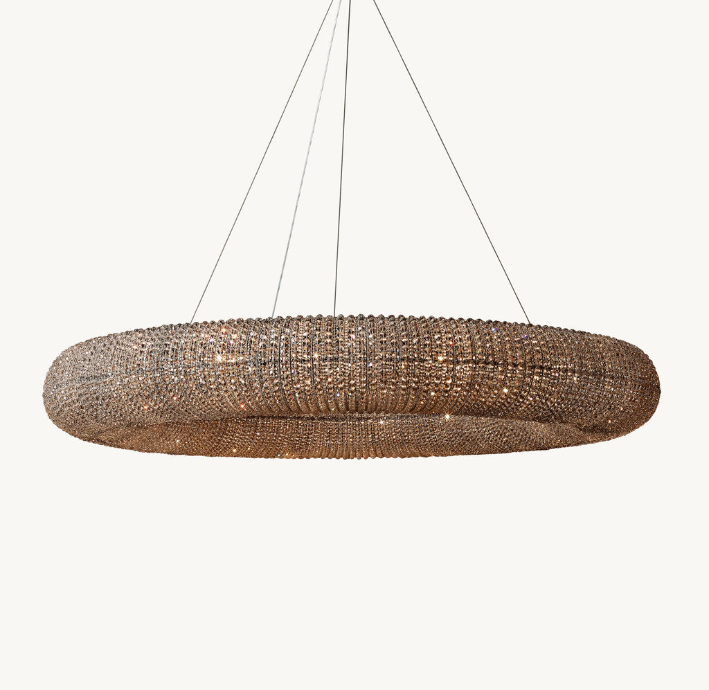 59 Inch Smoked Crystal Bead Round Chandelier - Halo