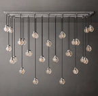 72 Inch Ribbed Glass Globe Rectangular Chandelier - Pearl