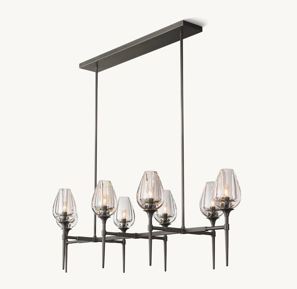 52 Inch Torchiere Crystal Linear Chandelier - Tulip
